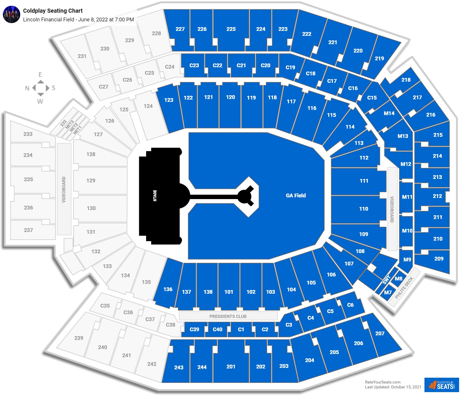 Coldplay seating chart Lincoln Financial Field