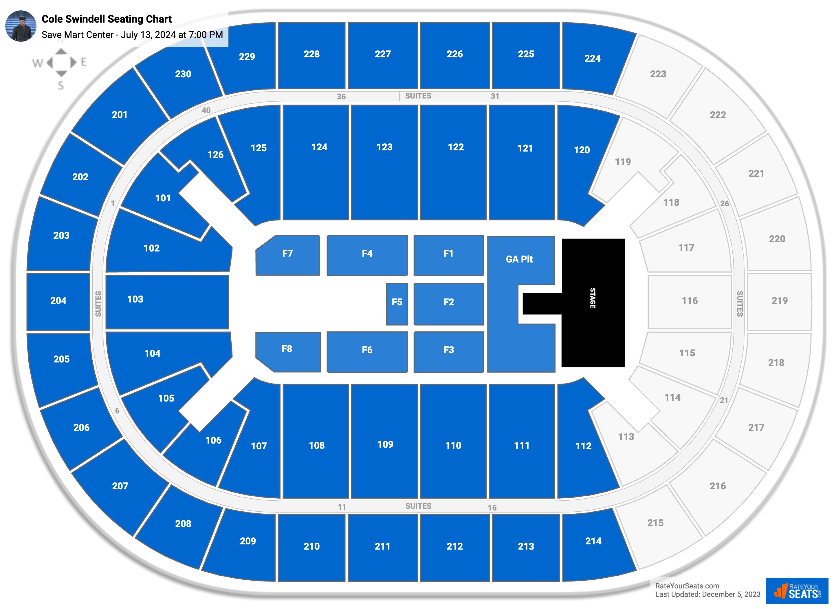 Cole Swindell seating chart Save Mart Center