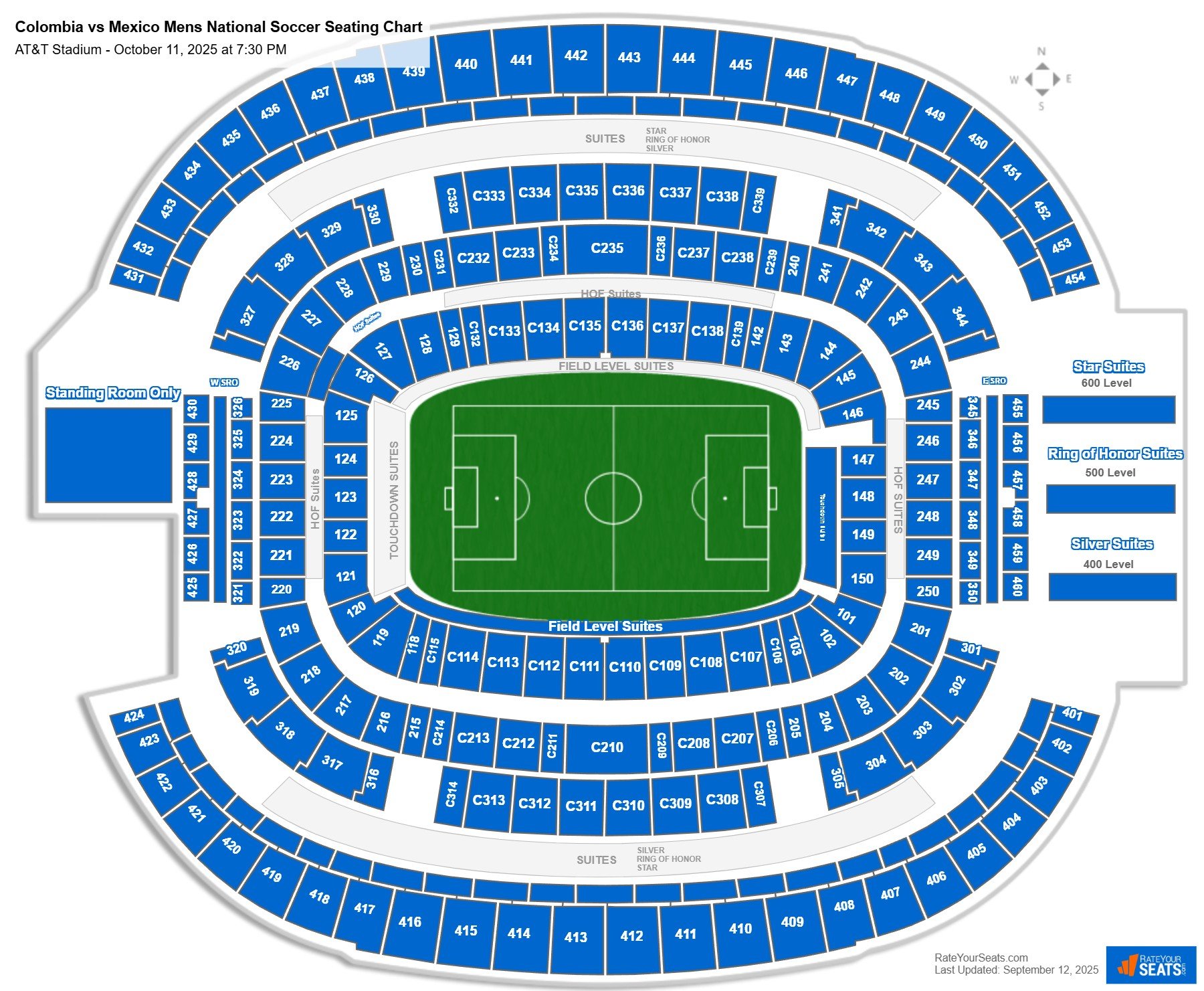 Colombia vs Mexico Mens National Soccer seating chart AT&T Stadium (Cowboys Stadium)