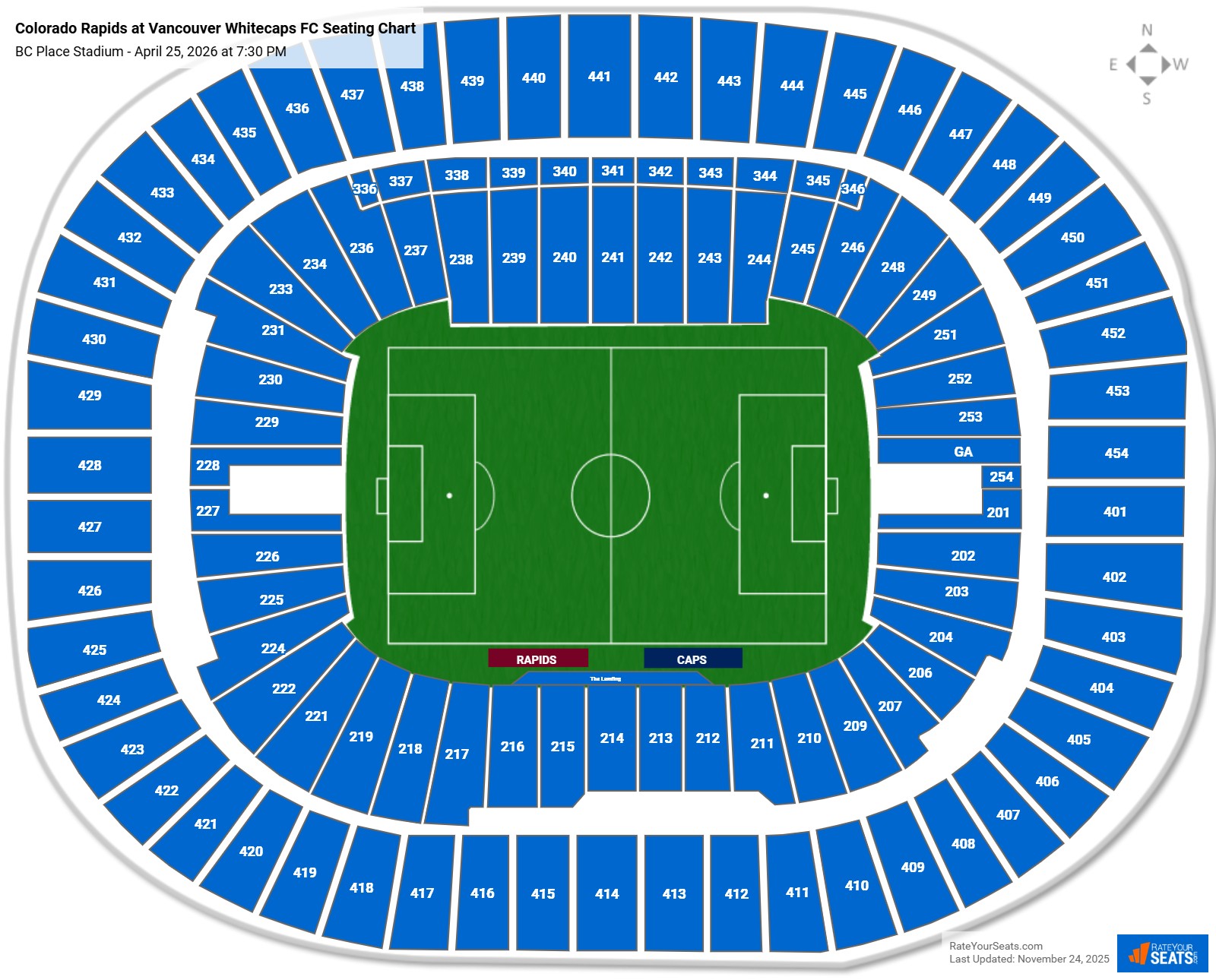 Colorado Rapids at Vancouver Whitecaps FC seating chart BC Place Stadium