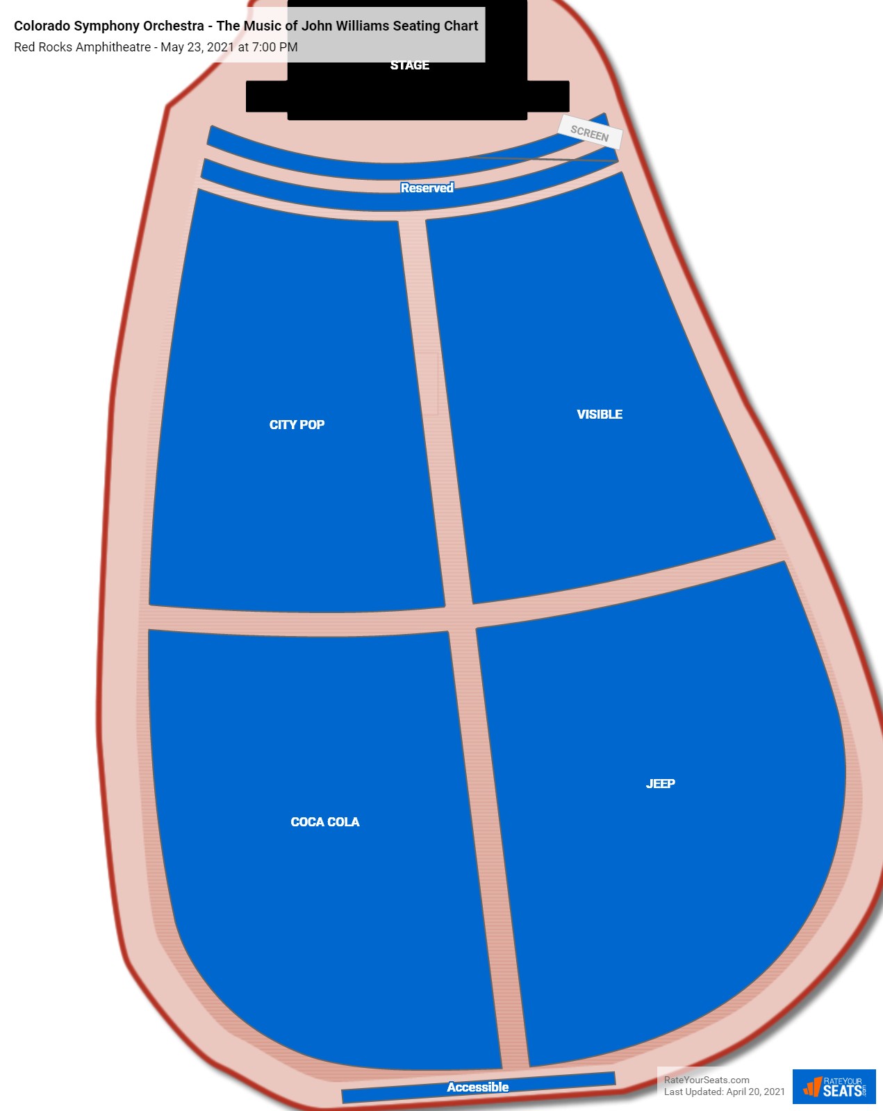 Colorado Symphony Orchestra - The Music of John Williams seating chart Red Rocks Amphitheatre