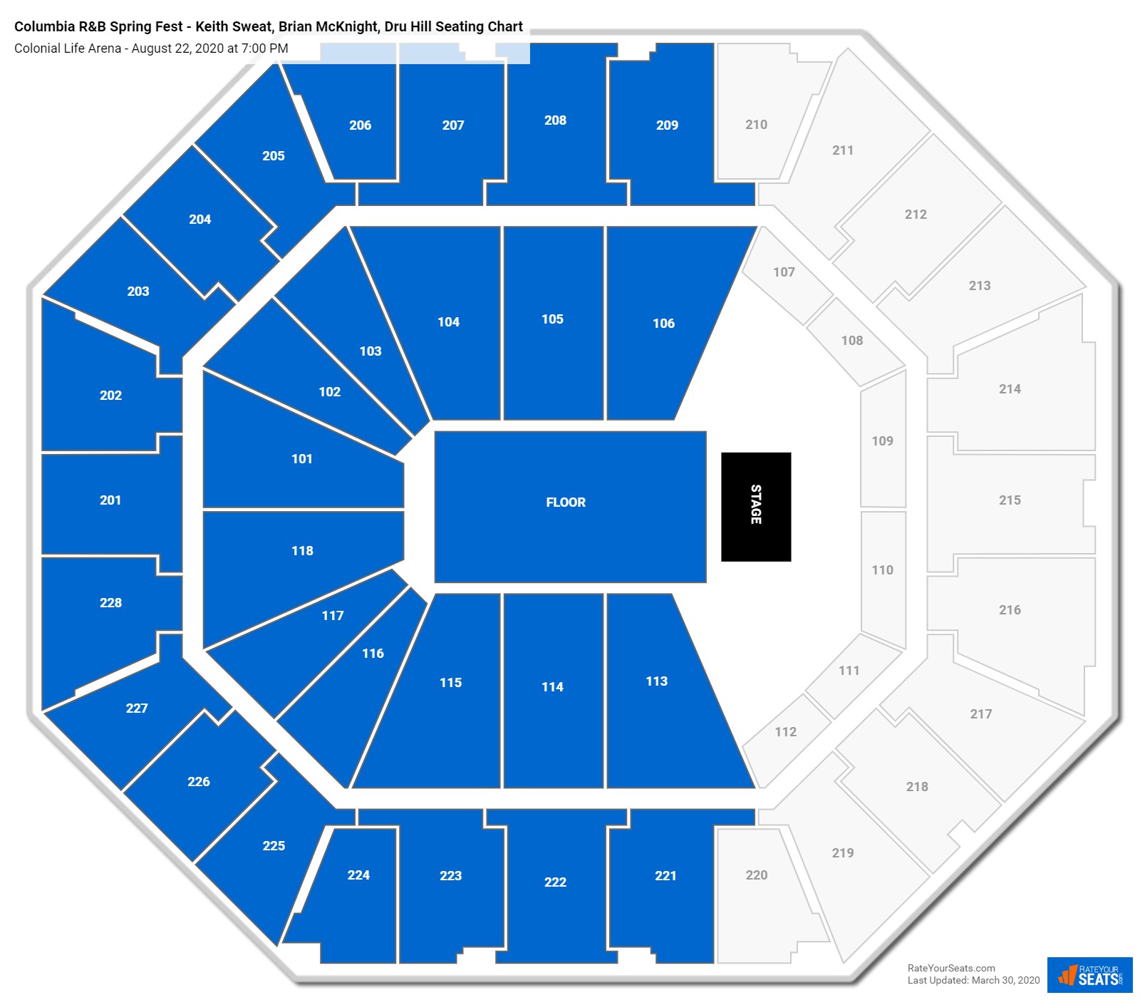 Columbia R&B Spring Fest - Keith Sweat, Brian McKnight, Dru Hill seating chart Colonial Life Arena