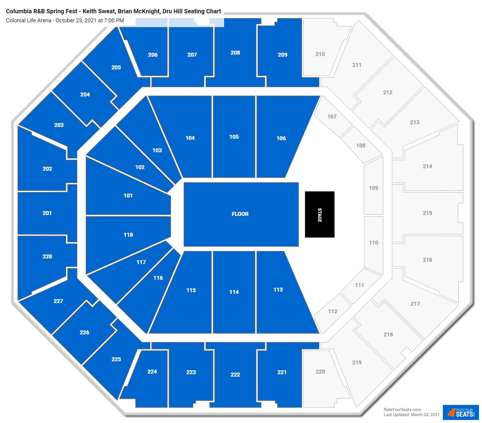 Columbia R&B Spring Fest - Keith Sweat, Brian McKnight, Dru Hill seating chart Colonial Life Arena