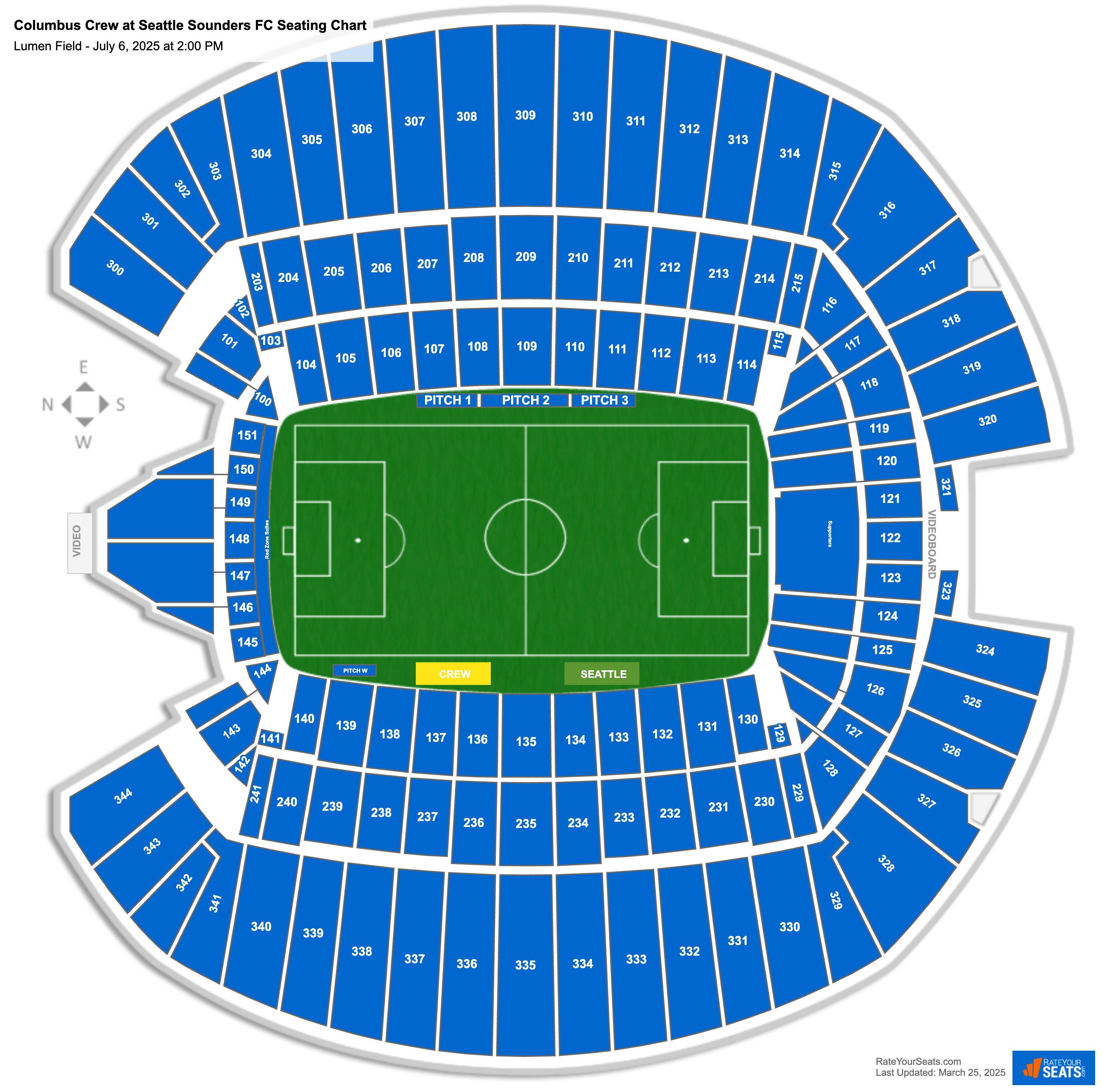 Columbus Crew at Seattle Sounders FC seating chart Lumen Field