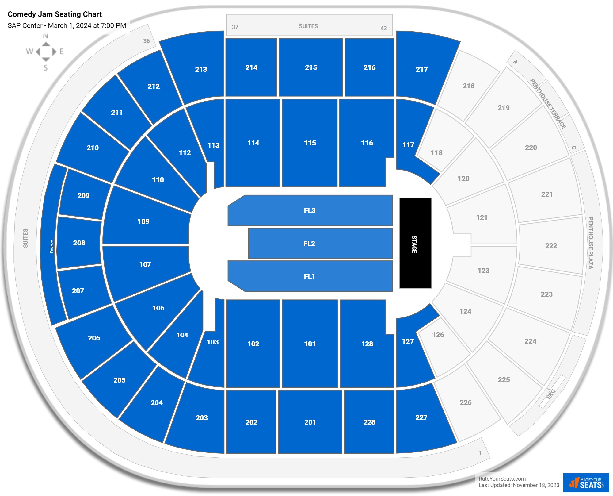 Comedy Jam seating chart SAP Center