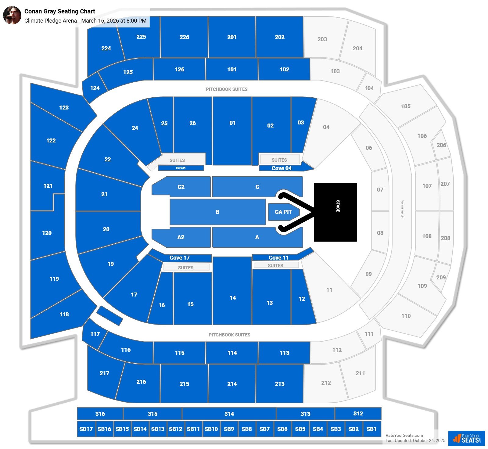 Conan Gray seating chart Climate Pledge Arena