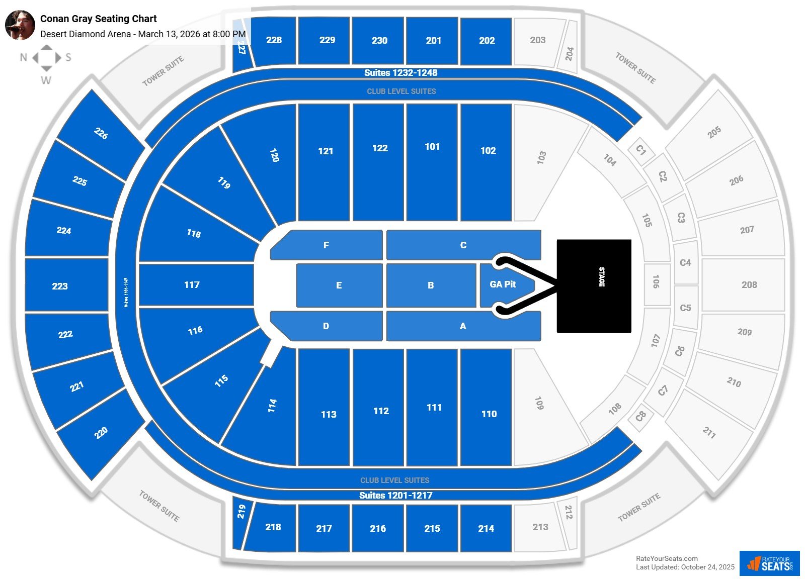 Conan Gray seating chart Desert Diamond Arena