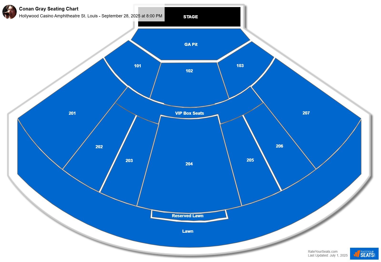 Conan Gray seating chart Hollywood Casino Amphitheatre St. Louis