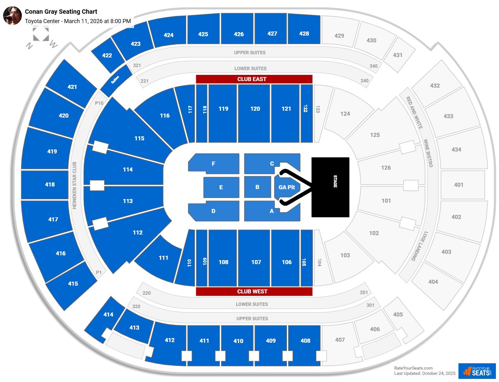 Conan Gray seating chart Toyota Center