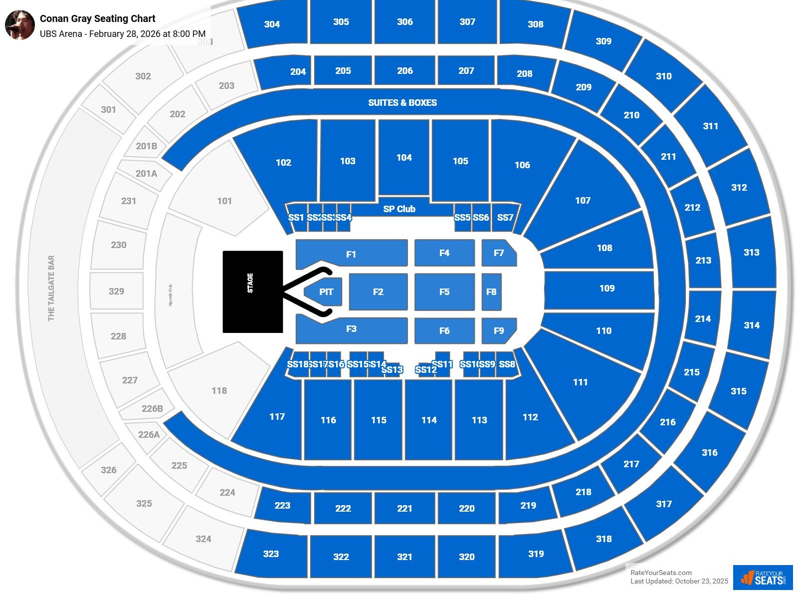 Conan Gray seating chart UBS Arena