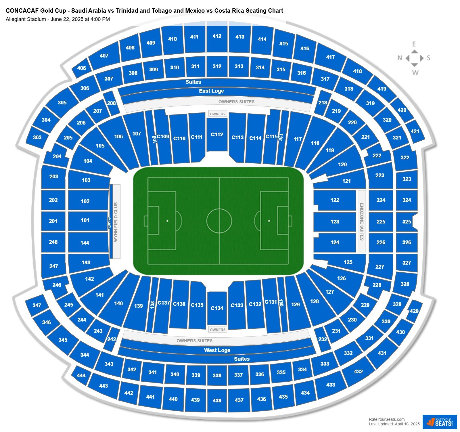 CONCACAF Gold Cup - Saudi Arabia vs Trinidad and Tobago and Mexico vs Costa Rica seating chart Allegiant Stadium