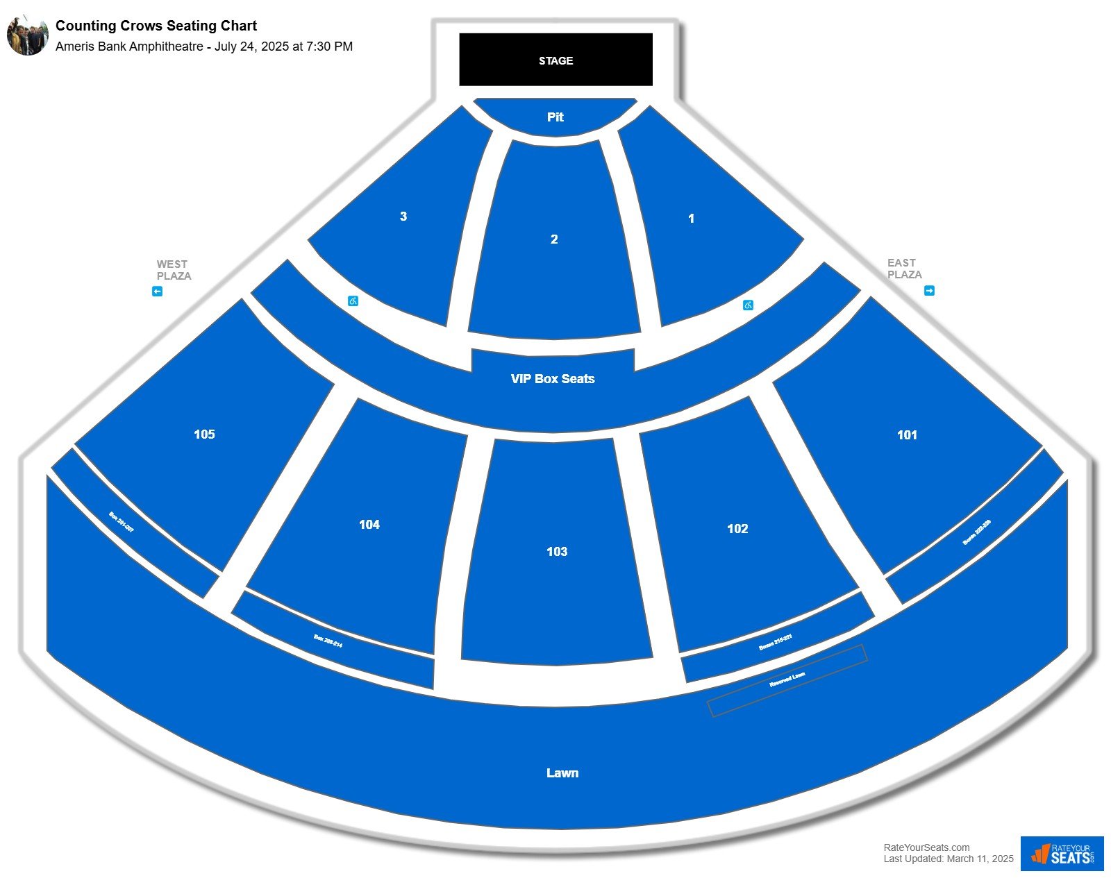 Counting Crows with The Gaslight Anthem seating chart Ameris Bank Amphitheatre
