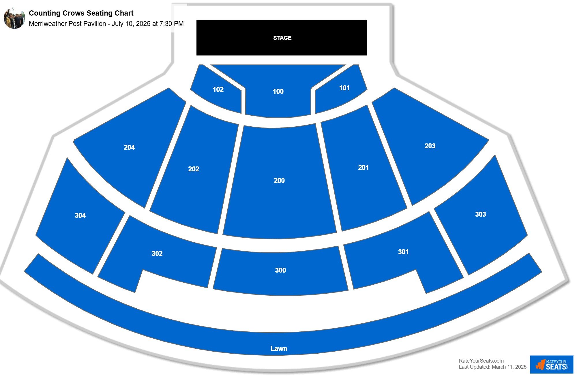 Counting Crows seating chart Merriweather Post Pavilion