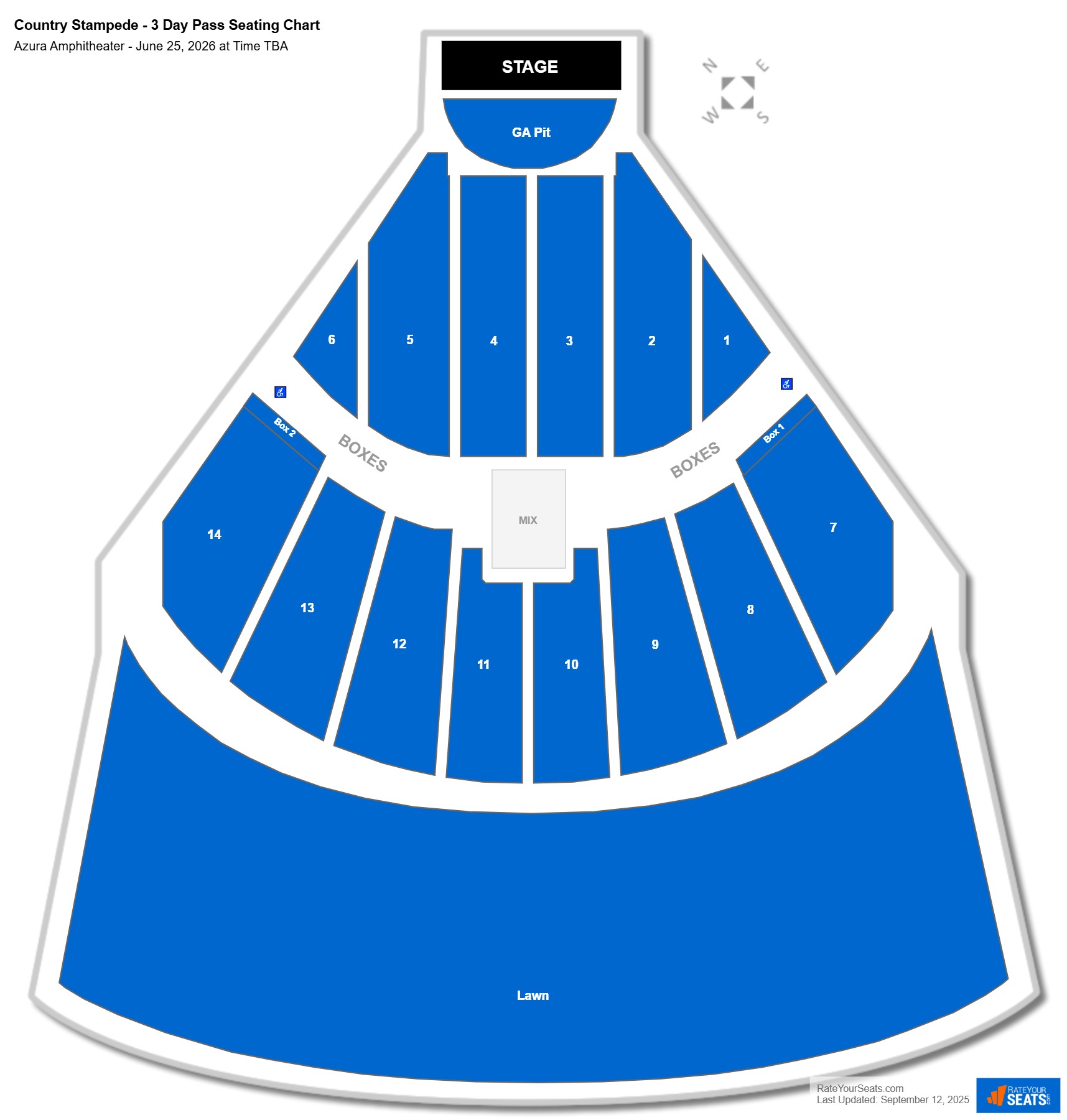 Country Stampede - 3 Day Pass seating chart Azura Amphitheater