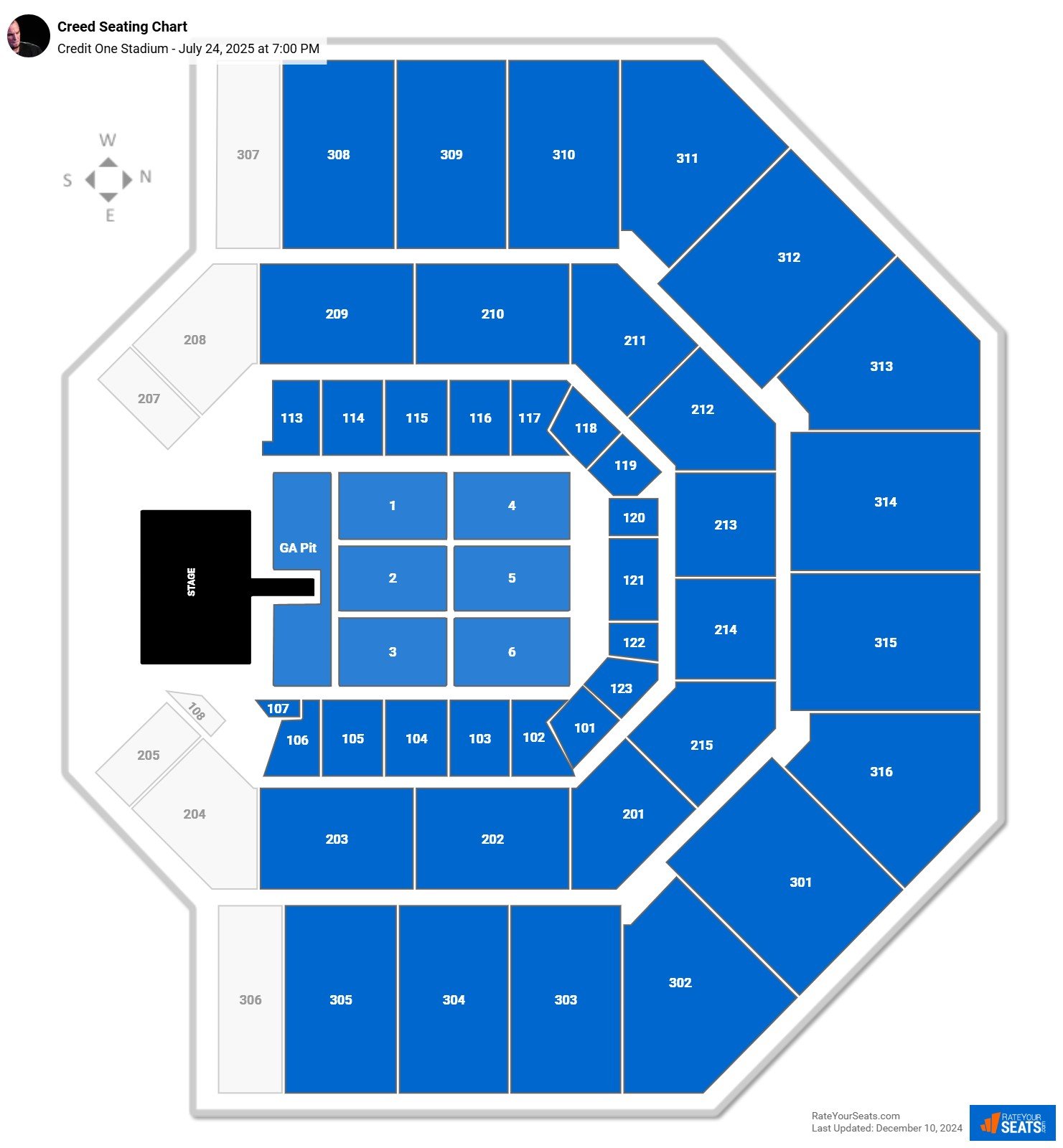 Creed seating chart Credit One Stadium