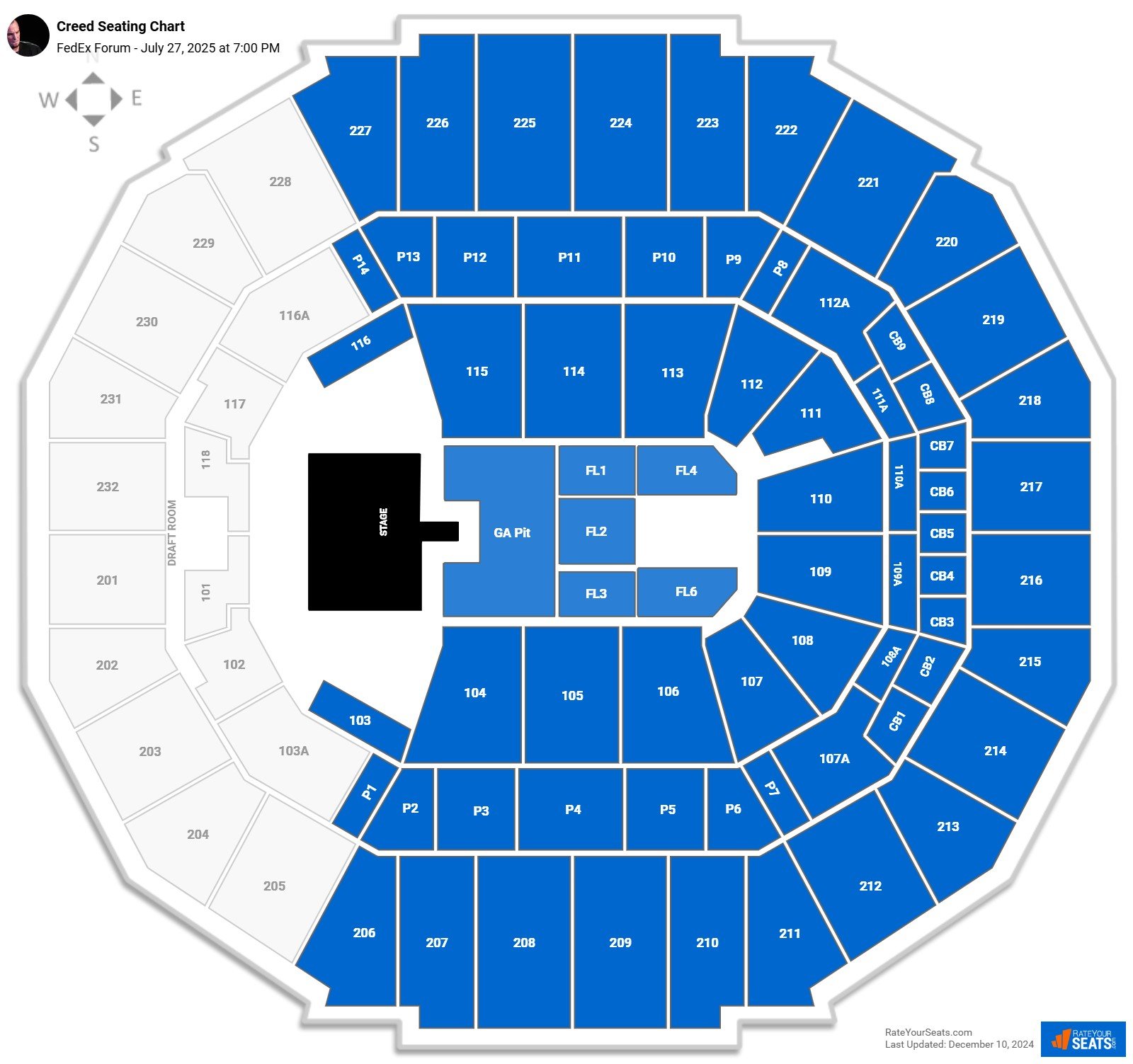 Creed seating chart FedEx Forum