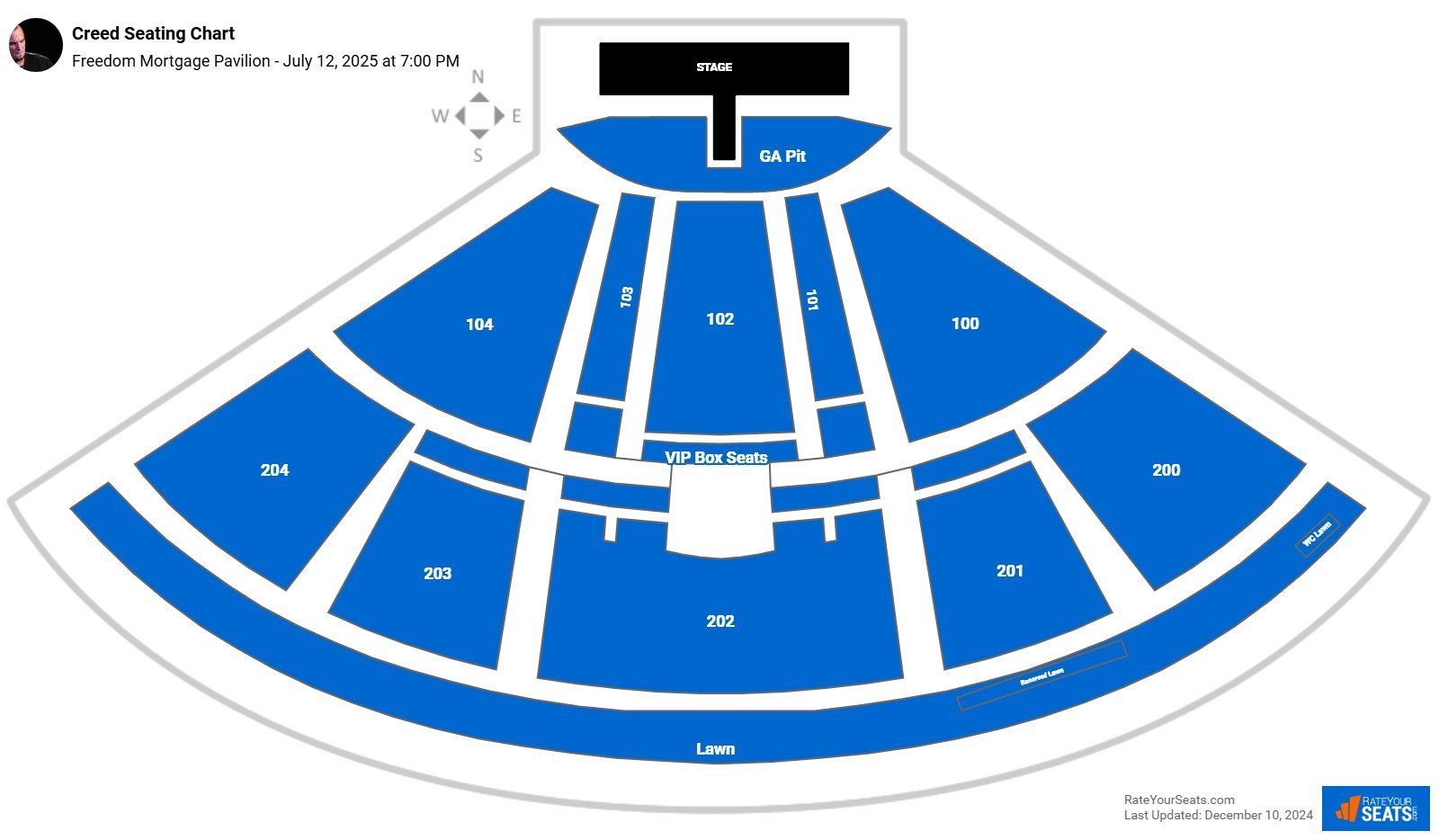 Creed seating chart Freedom Mortgage Pavilion