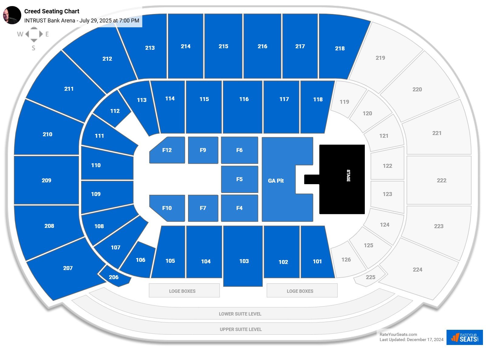 Creed seating chart INTRUST Bank Arena