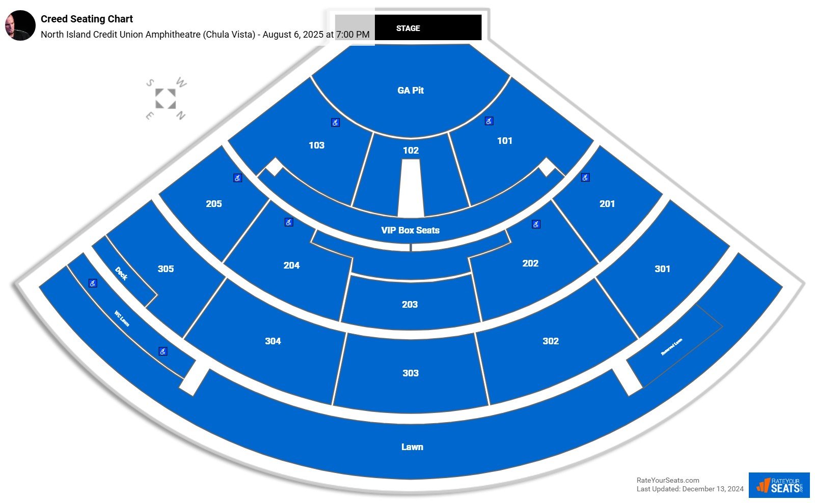 Creed seating chart North Island Credit Union Amphitheatre (Chula Vista)