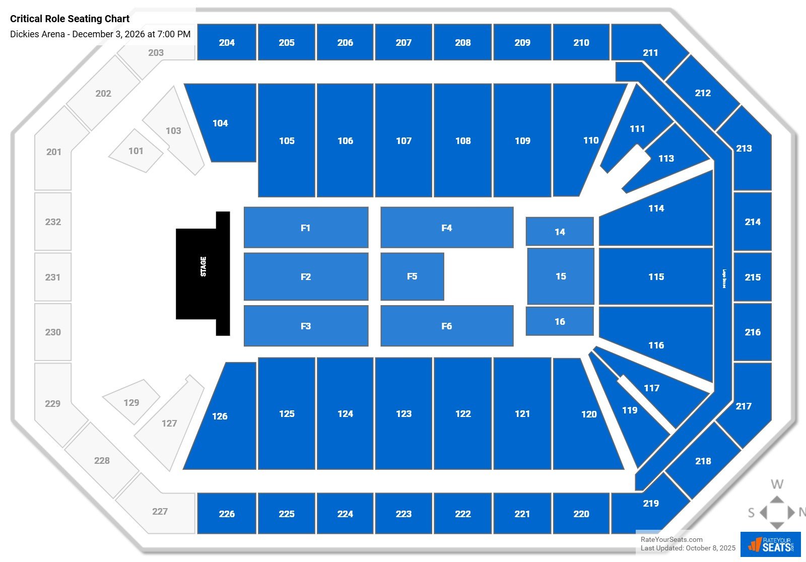 Critical Role seating chart Dickies Arena
