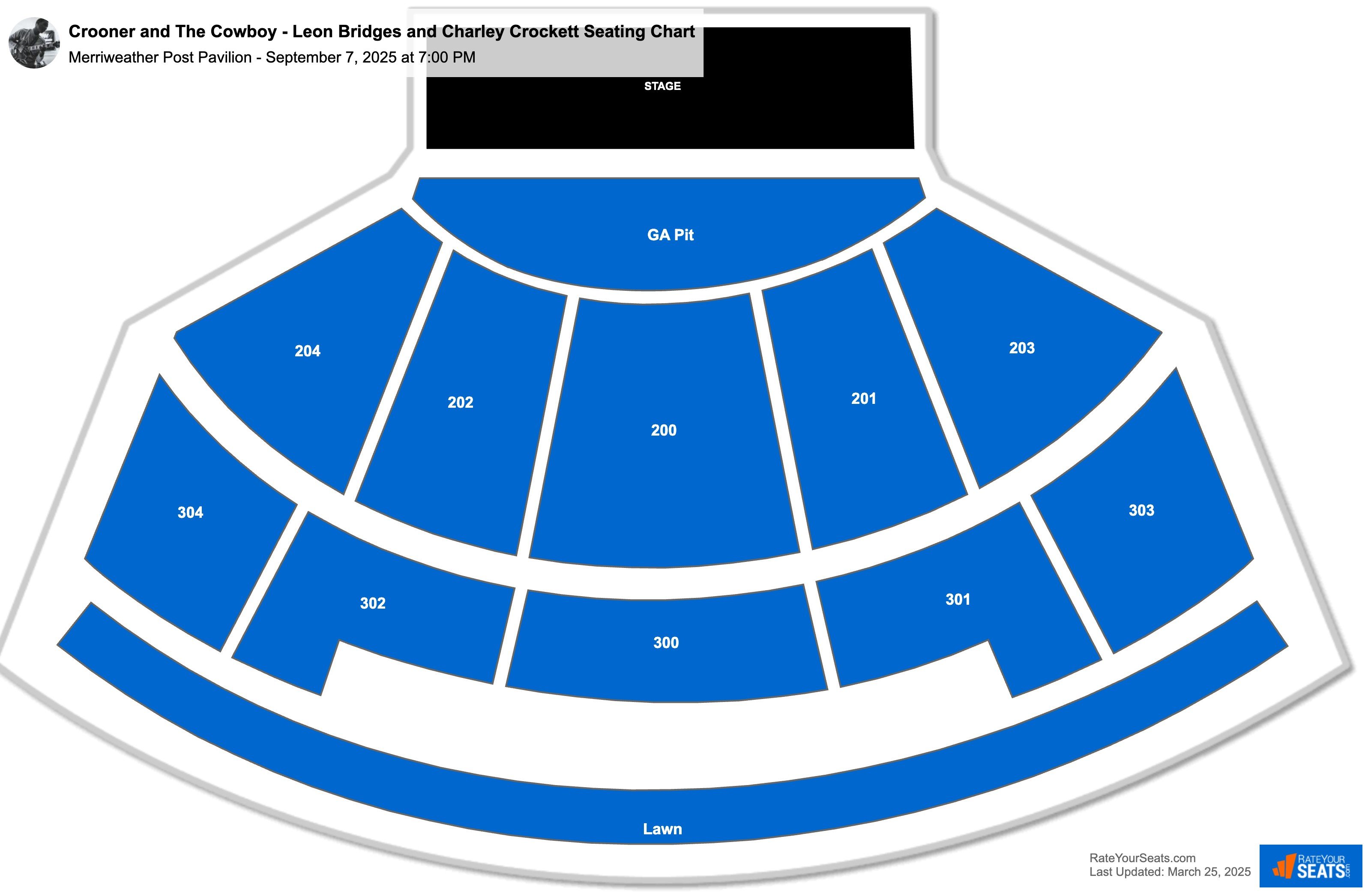 Crooner and The Cowboy - Leon Bridges and Charley Crockett seating chart Merriweather Post Pavilion