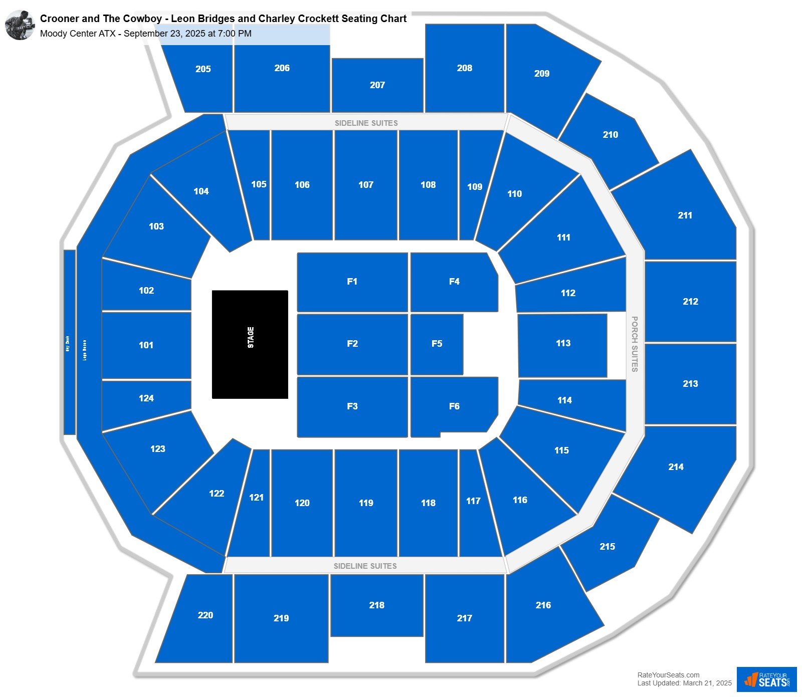 Crooner and The Cowboy - Leon Bridges and Charley Crockett seating chart Moody Center ATX