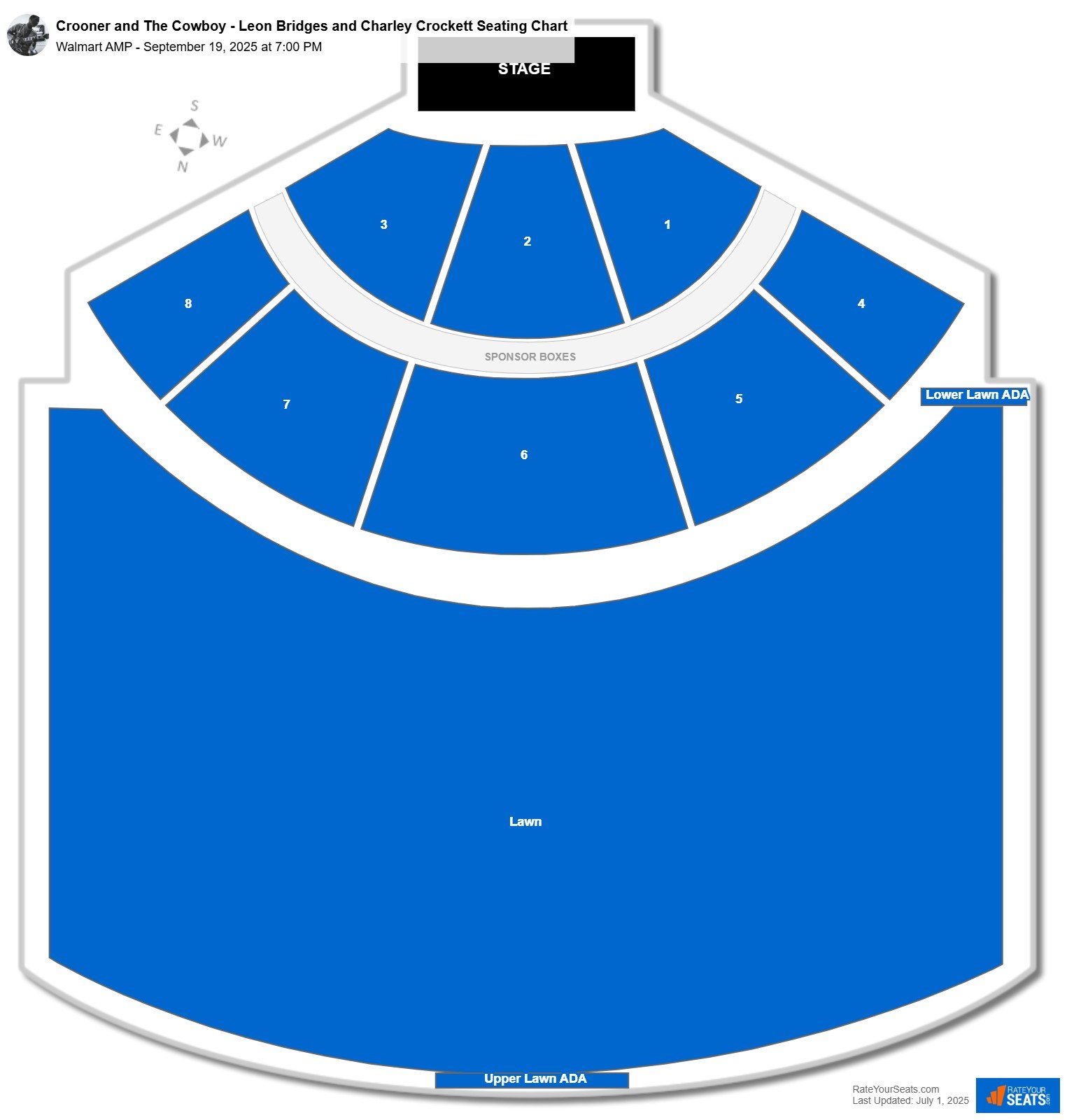 Crooner and The Cowboy - Leon Bridges and Charley Crockett seating chart Walmart AMP