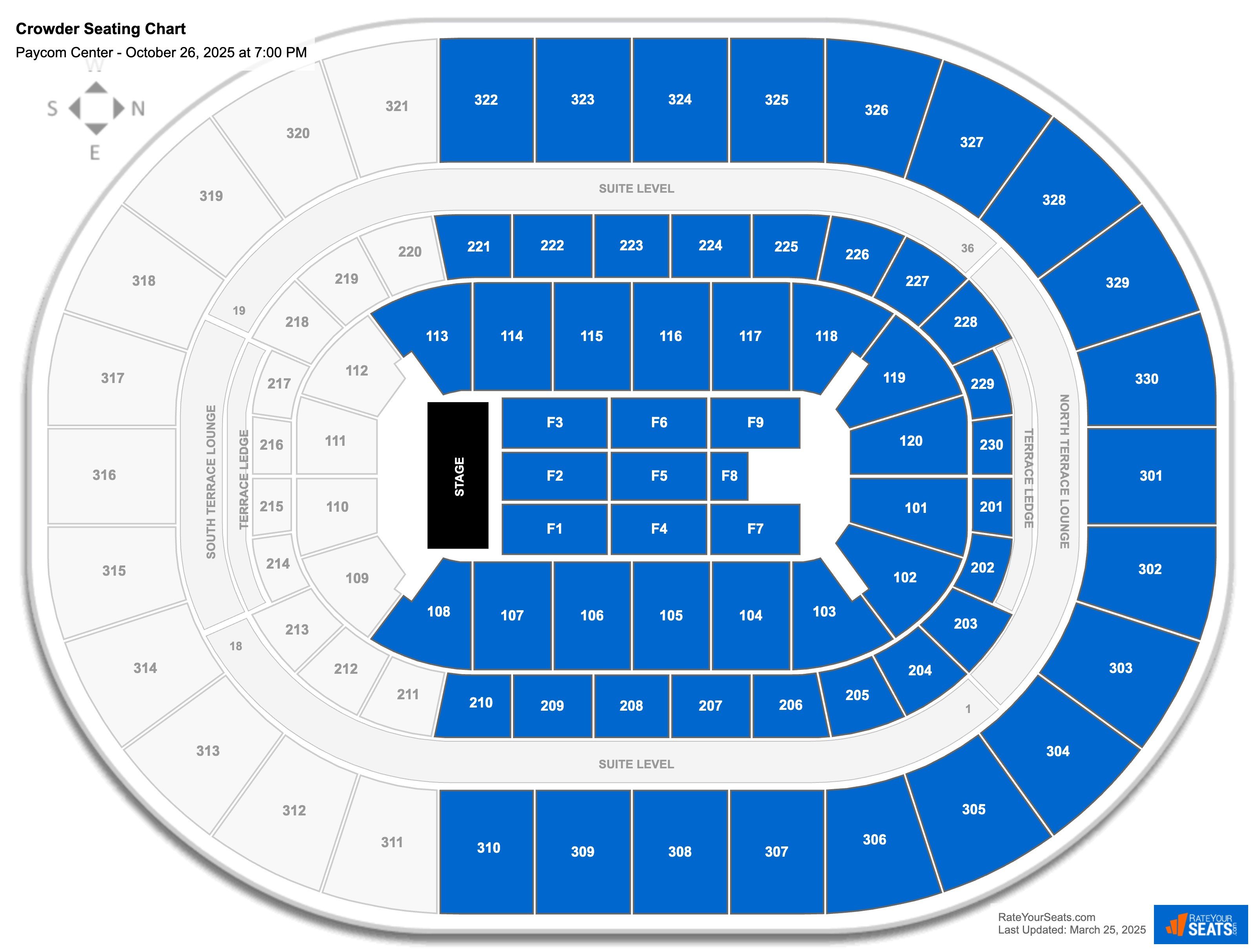 Crowder seating chart Paycom Center