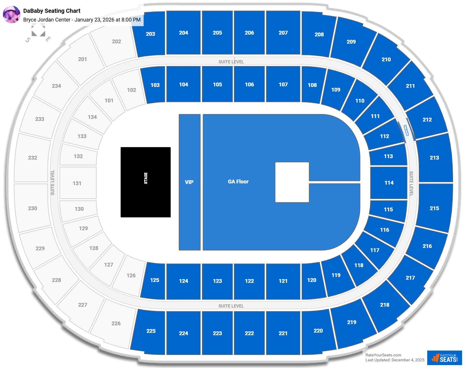DaBaby seating chart Bryce Jordan Center