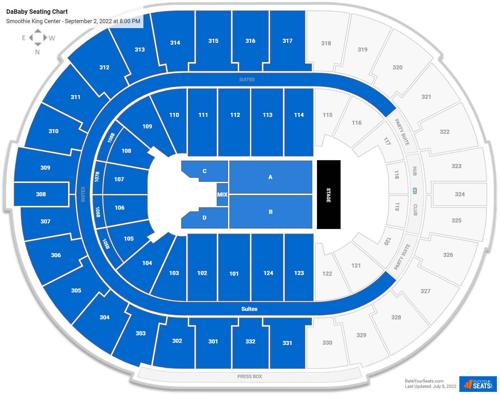 DaBaby seating chart Smoothie King Center