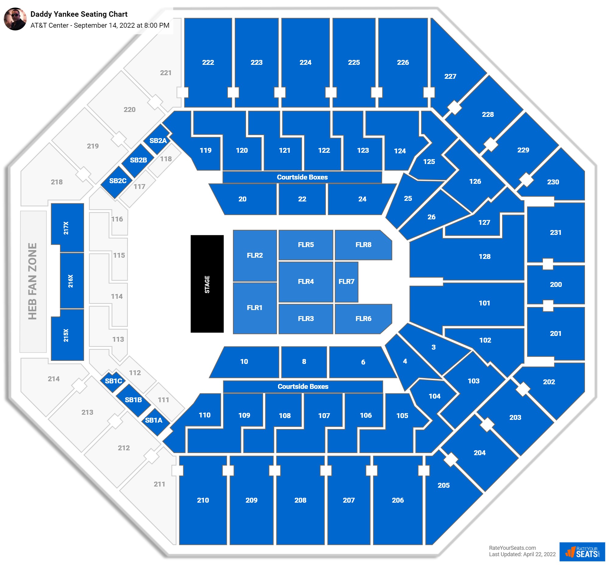Daddy Yankee seating chart AT&T Center