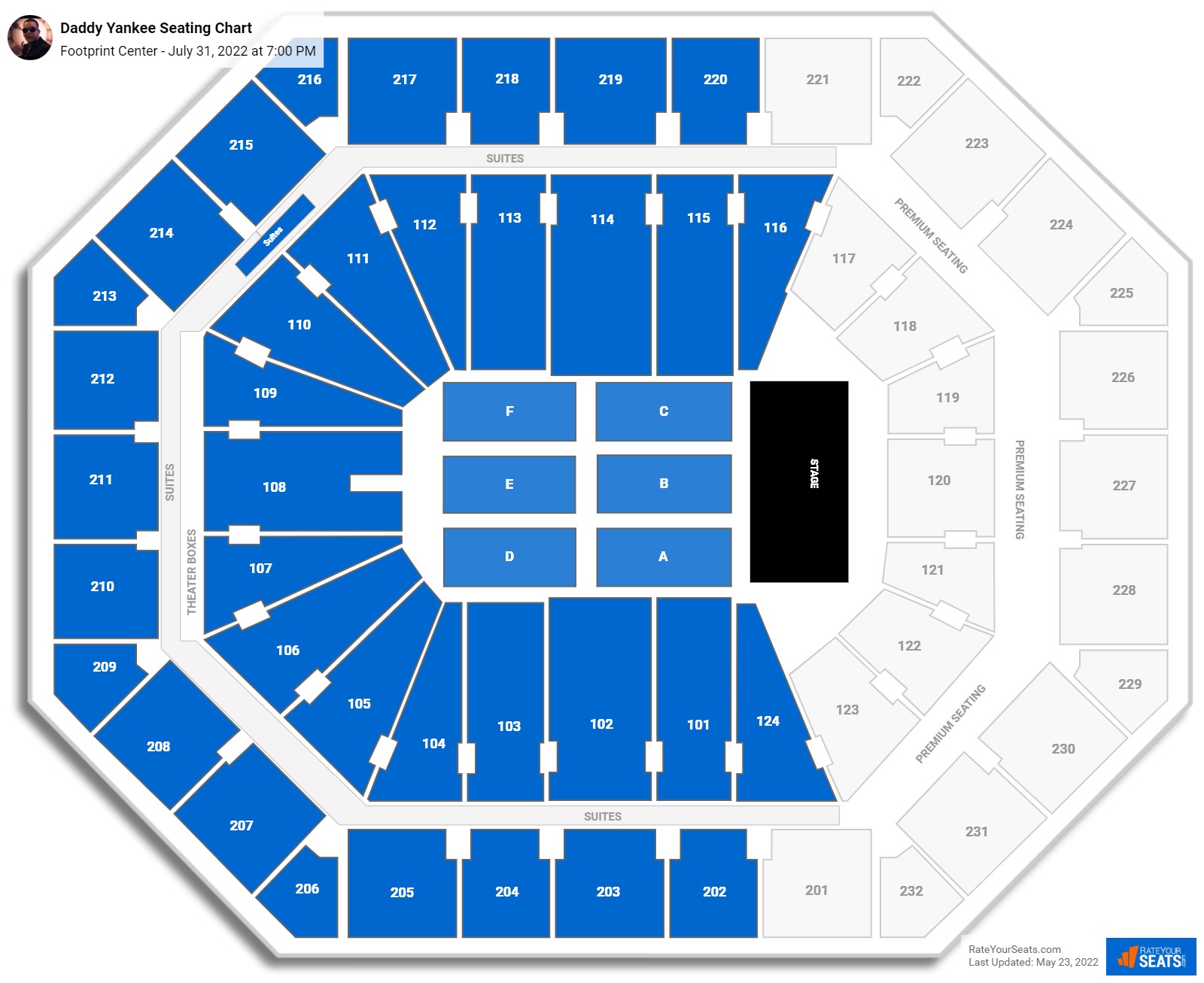 Daddy Yankee seating chart Footprint Center