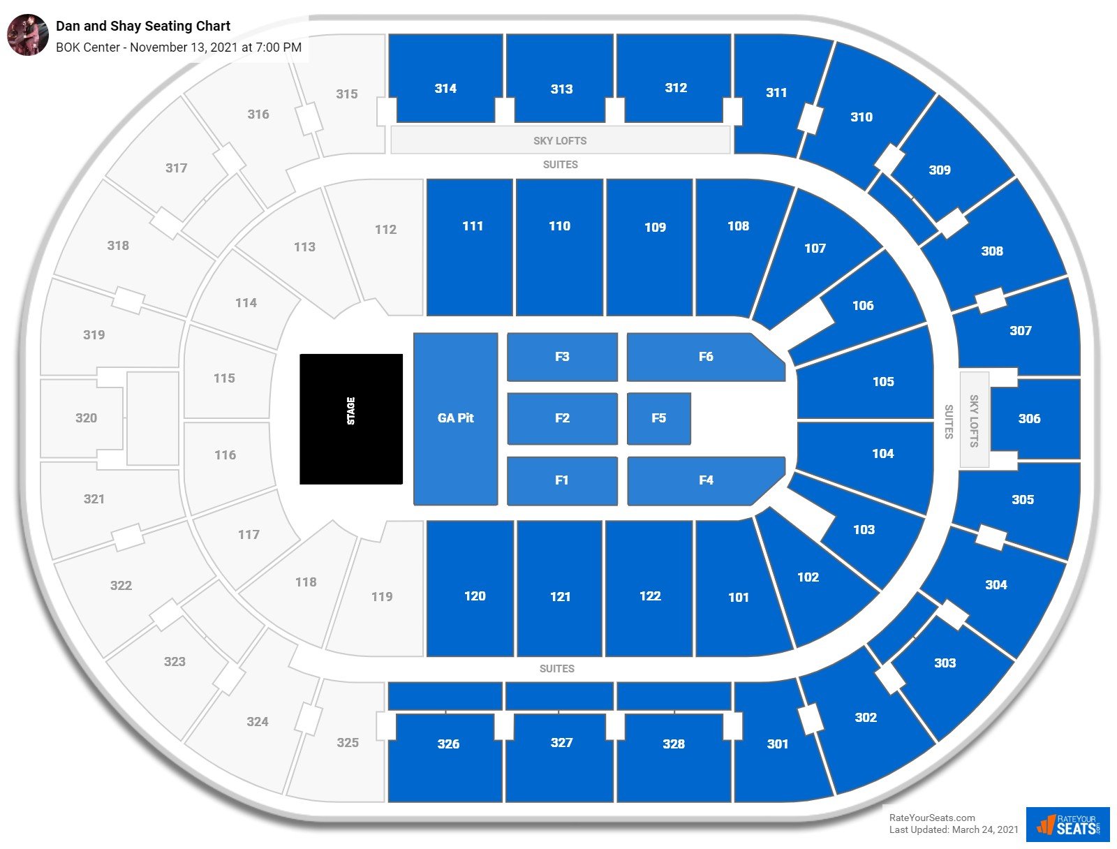 Dan and Shay seating chart BOK Center