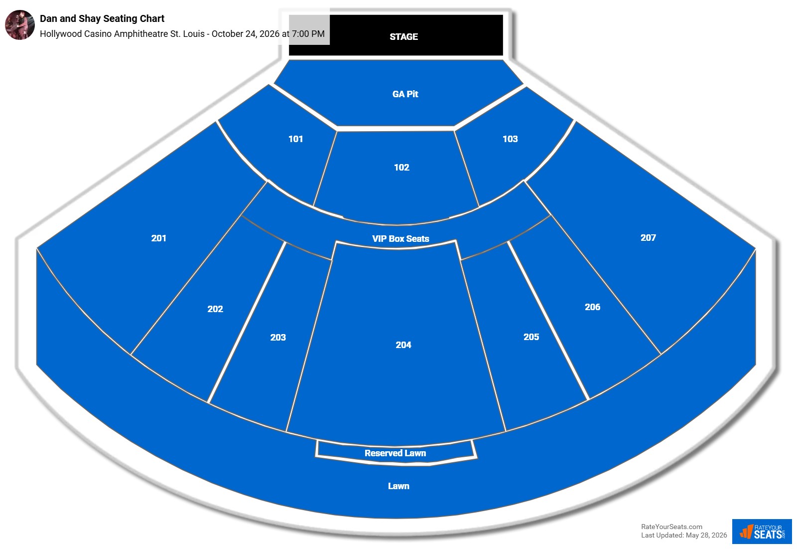 Dan and Shay Seating Chart at Hollywood Casino Amphitheatre St. Louis