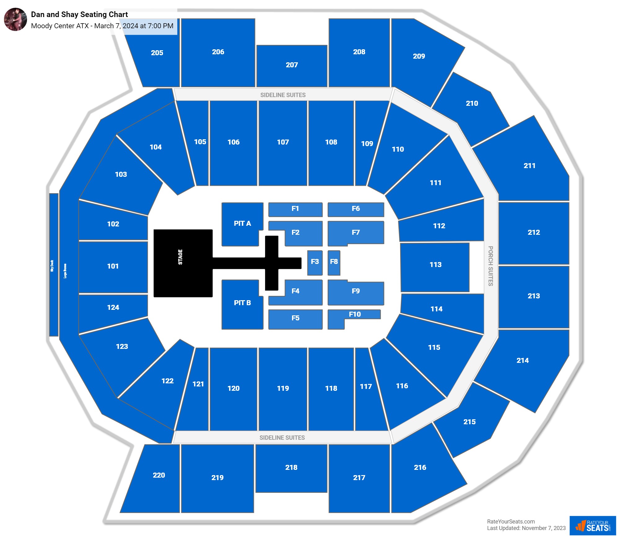 Dan and Shay seating chart Moody Center ATX