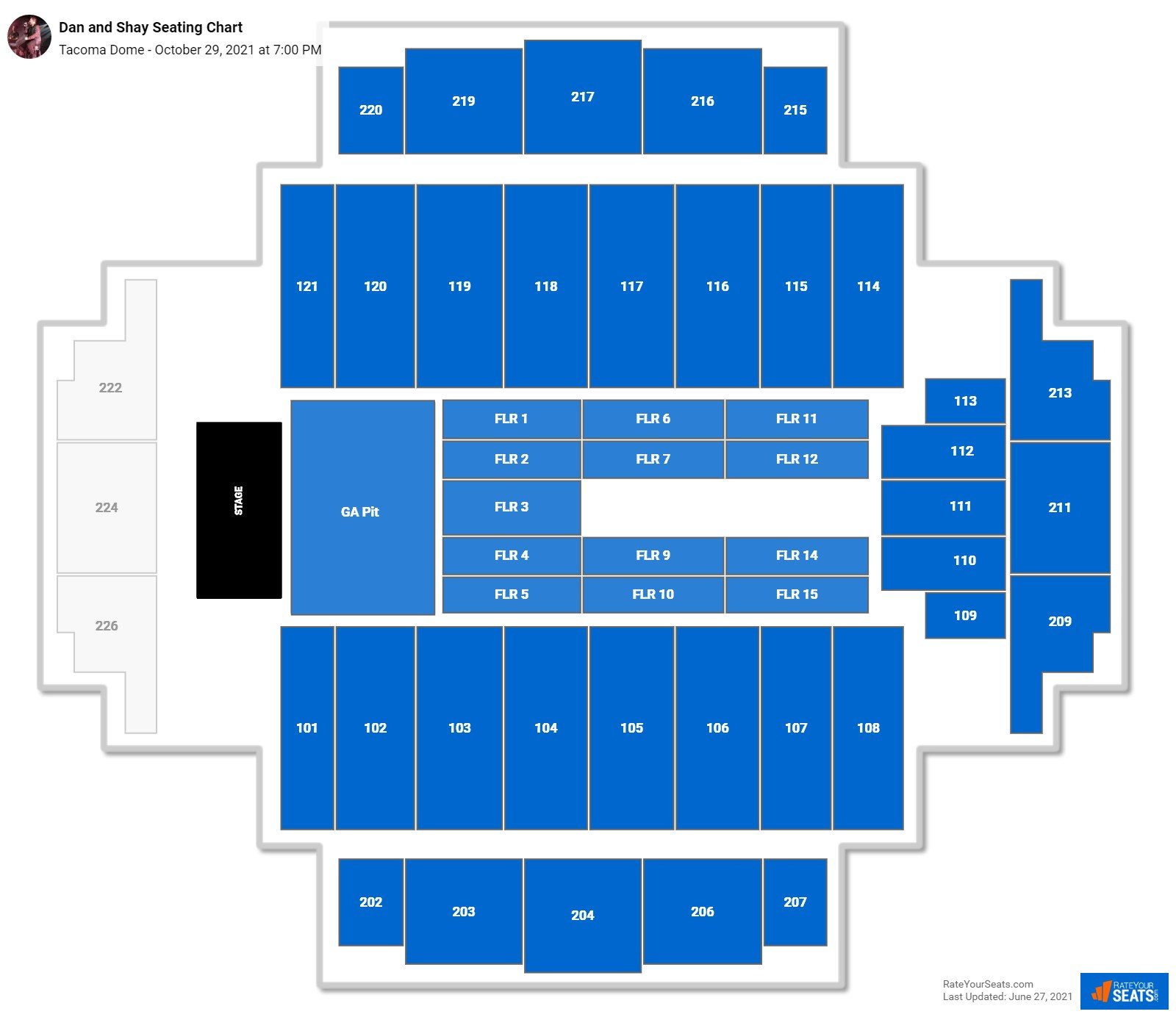Dan and Shay seating chart Tacoma Dome