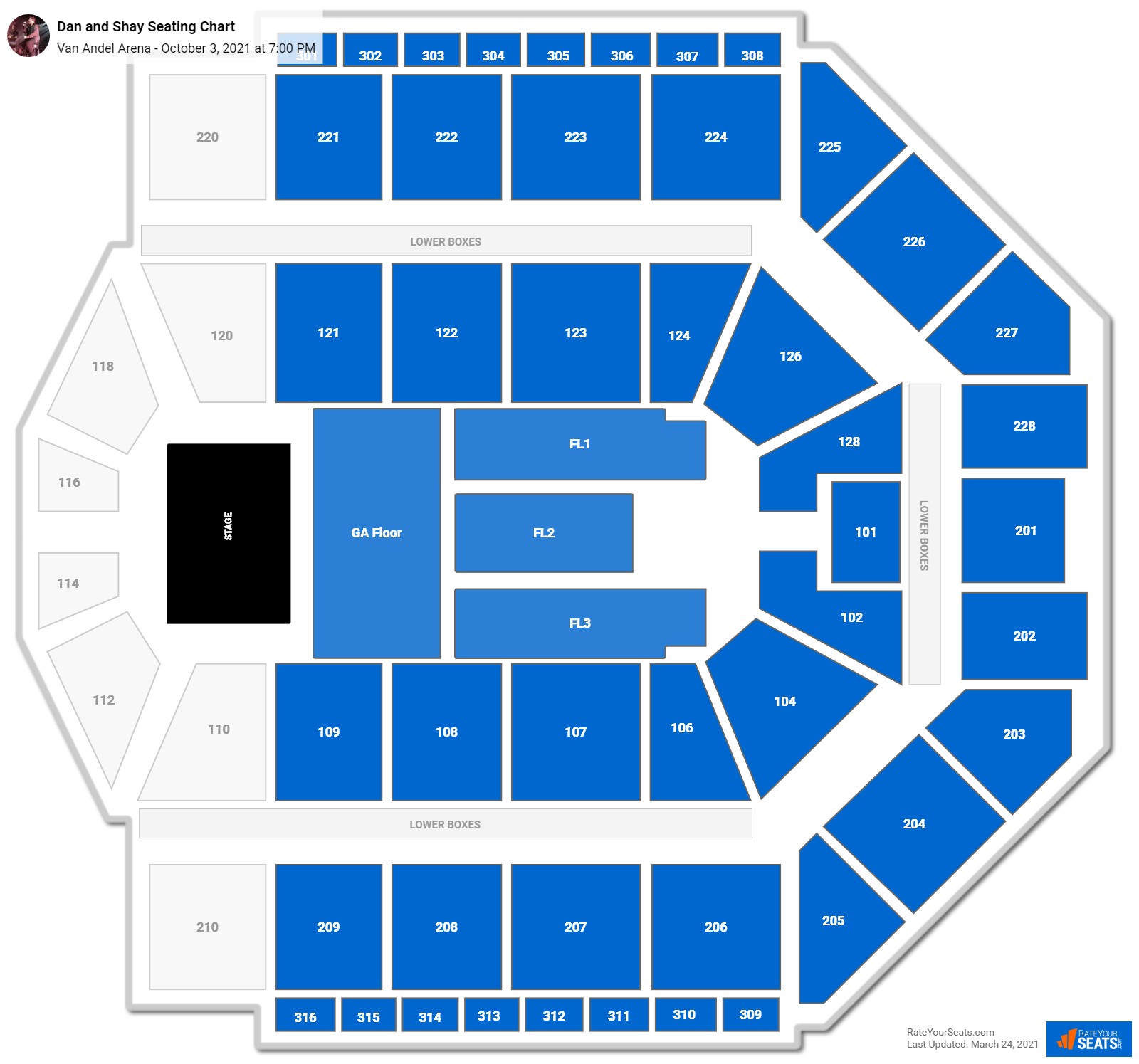 Dan and Shay seating chart Van Andel Arena