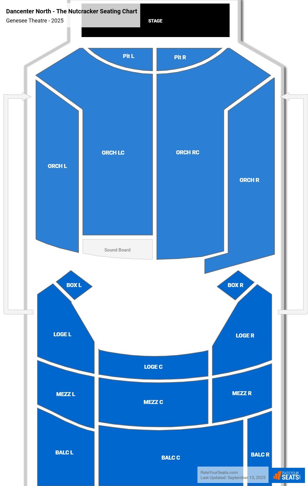 Dancenter North - The Nutcracker seating chart Genesee Theatre