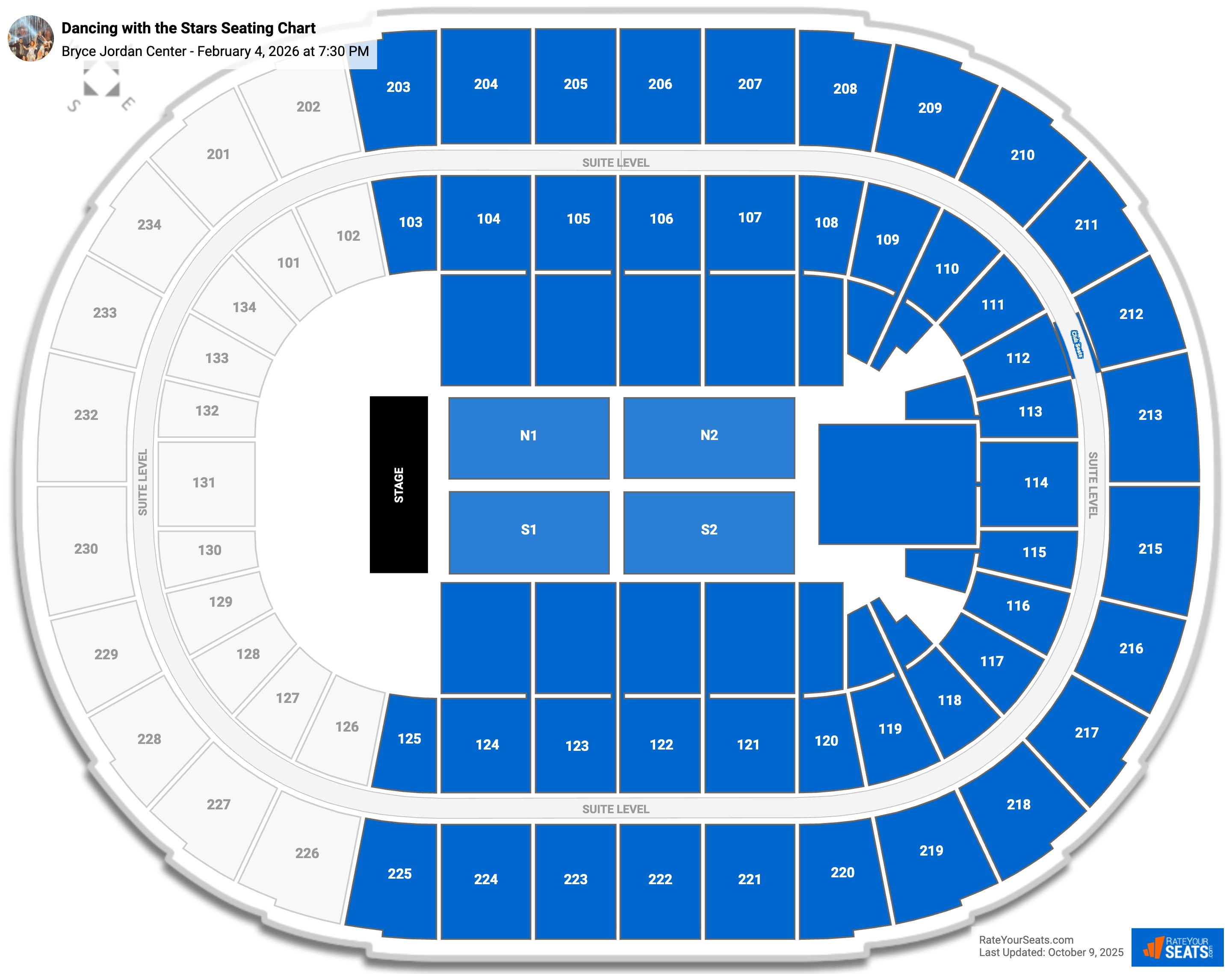 Dancing with the Stars seating chart Bryce Jordan Center