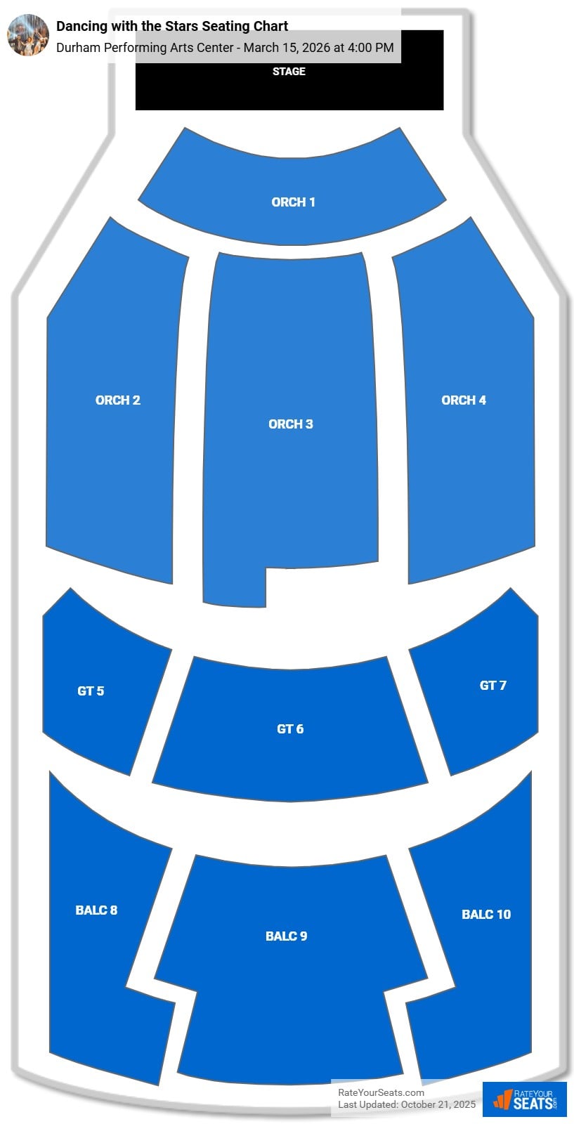 Dancing with the Stars - Live seating chart Durham Performing Arts Center