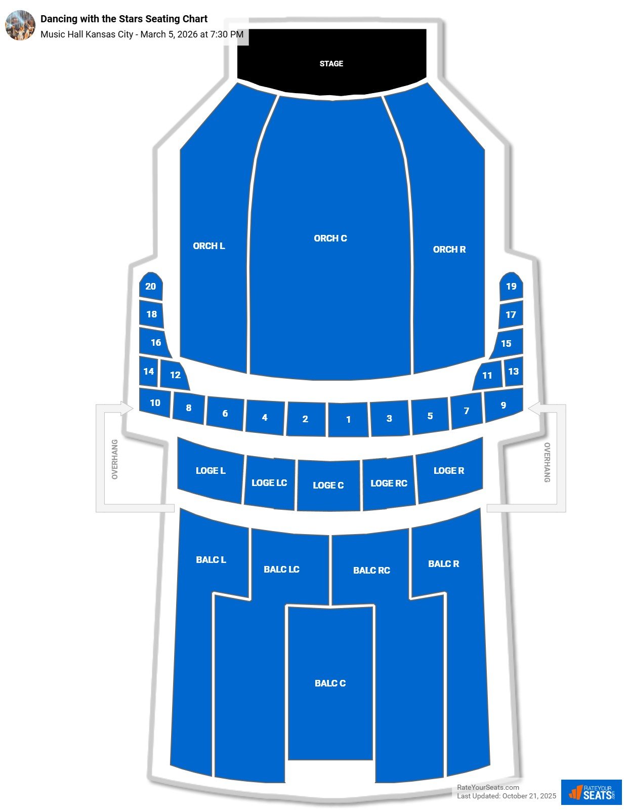 Dancing with the Stars seating chart Music Hall Kansas City