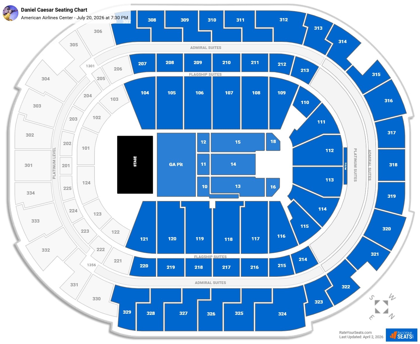 Daniel Caesar seating chart American Airlines Center