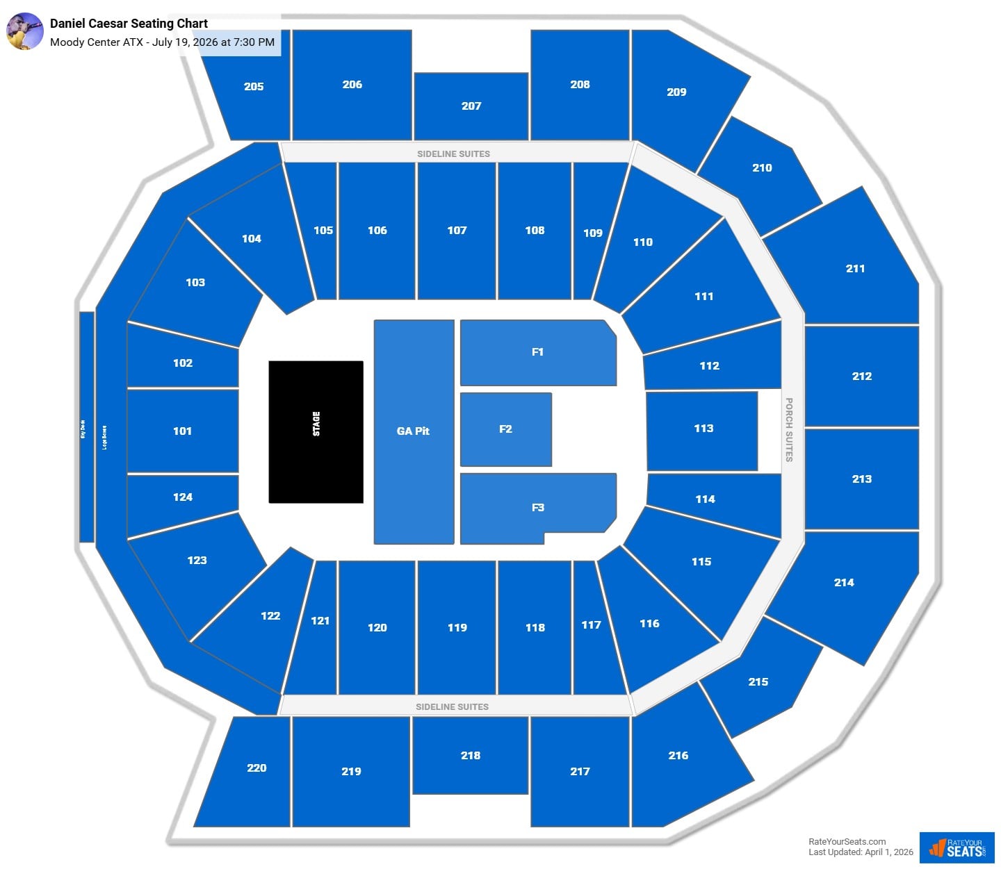 Daniel Caesar seating chart Moody Center ATX