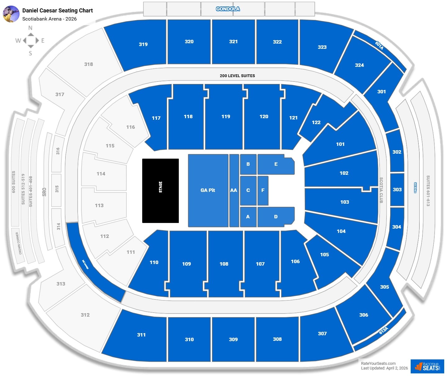 Daniel Caesar seating chart Scotiabank Arena