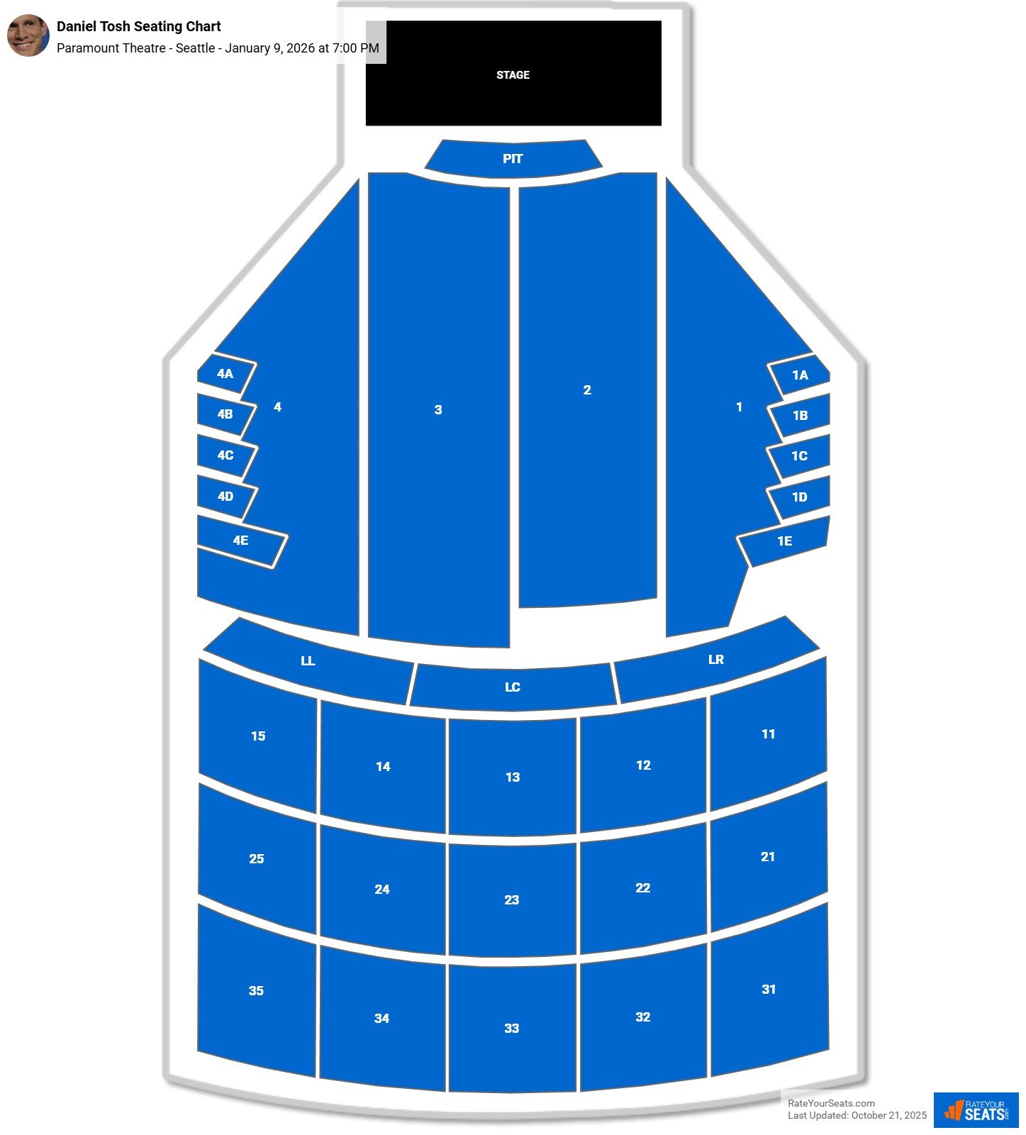 Daniel Tosh seating chart Paramount Theatre - Seattle