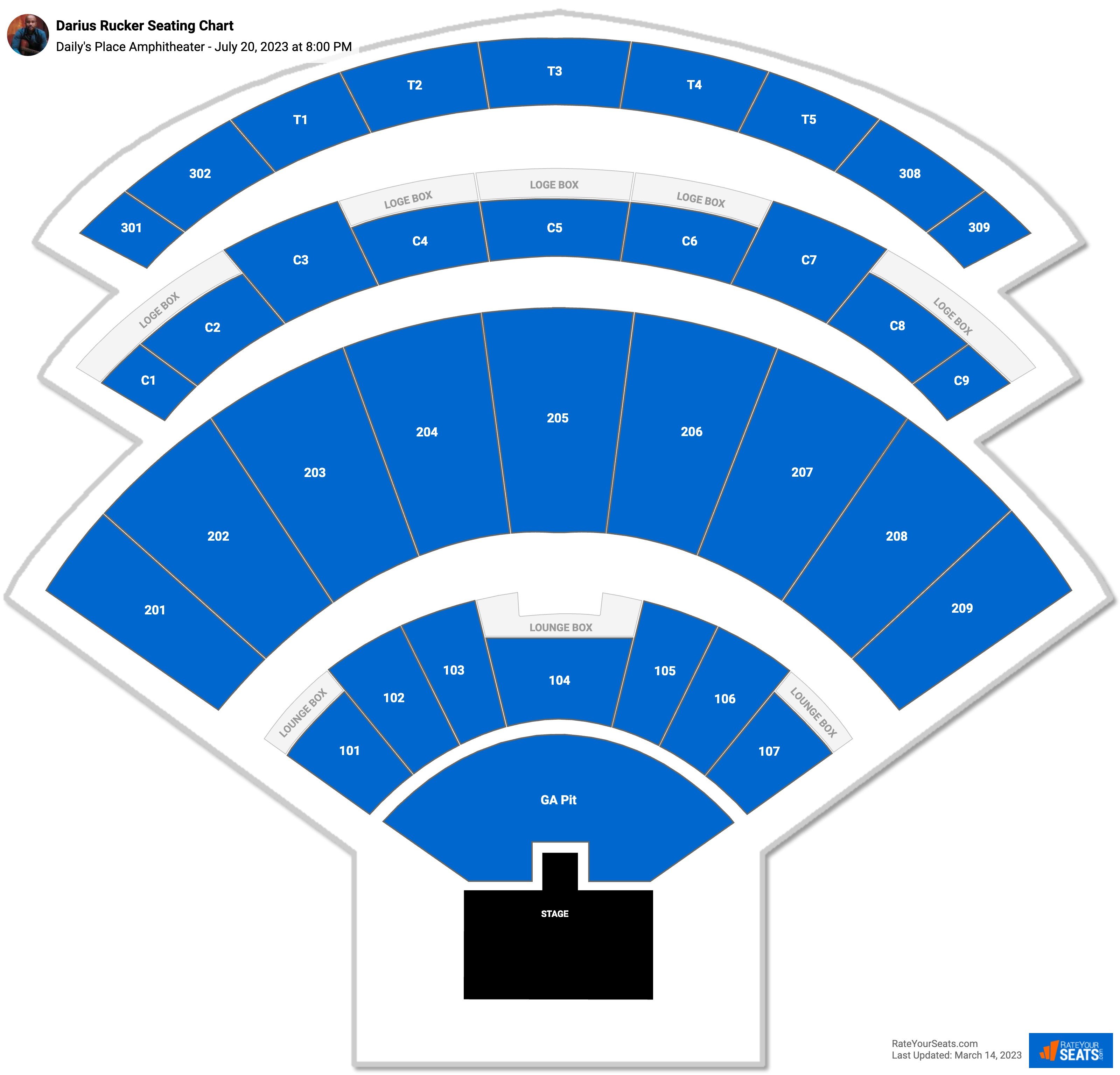 Darius Rucker seating chart Daily