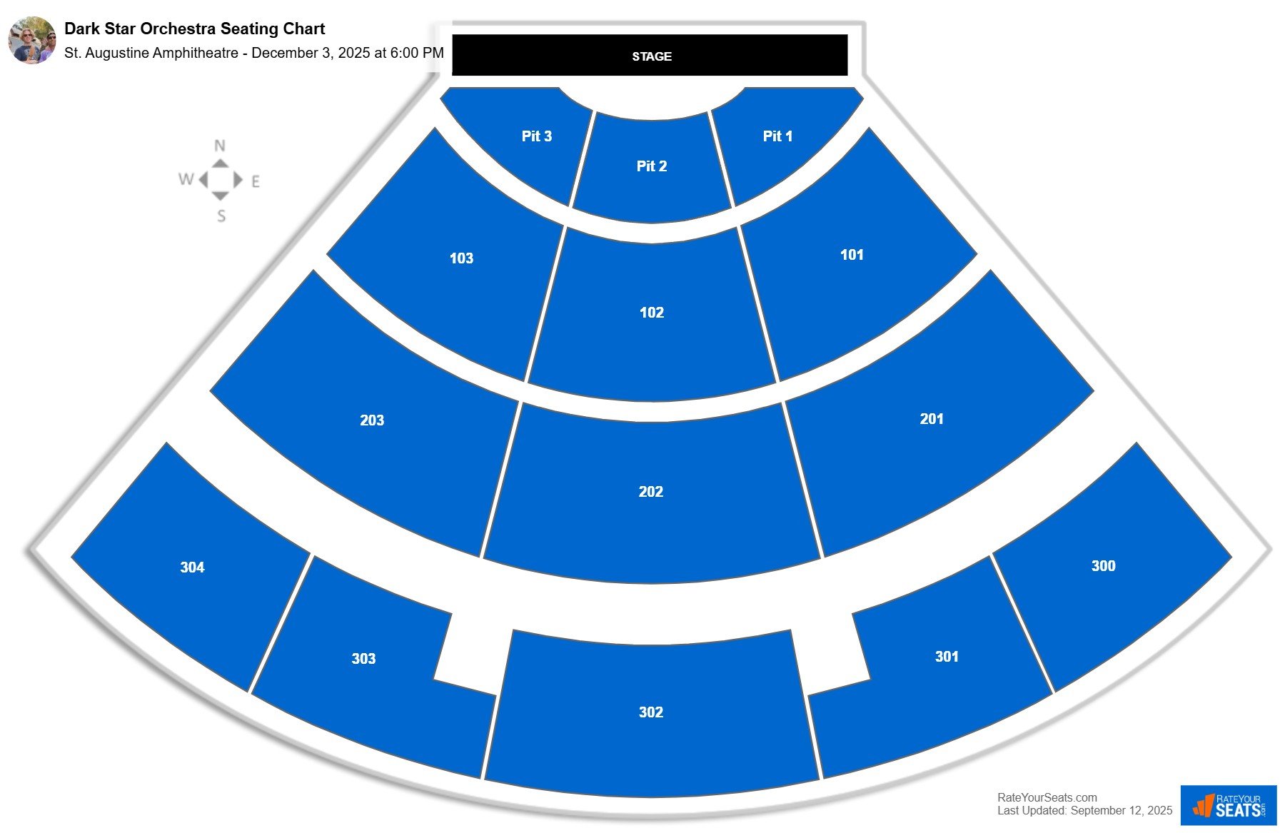 Dark Star Orchestra seating chart St. Augustine Amphitheatre