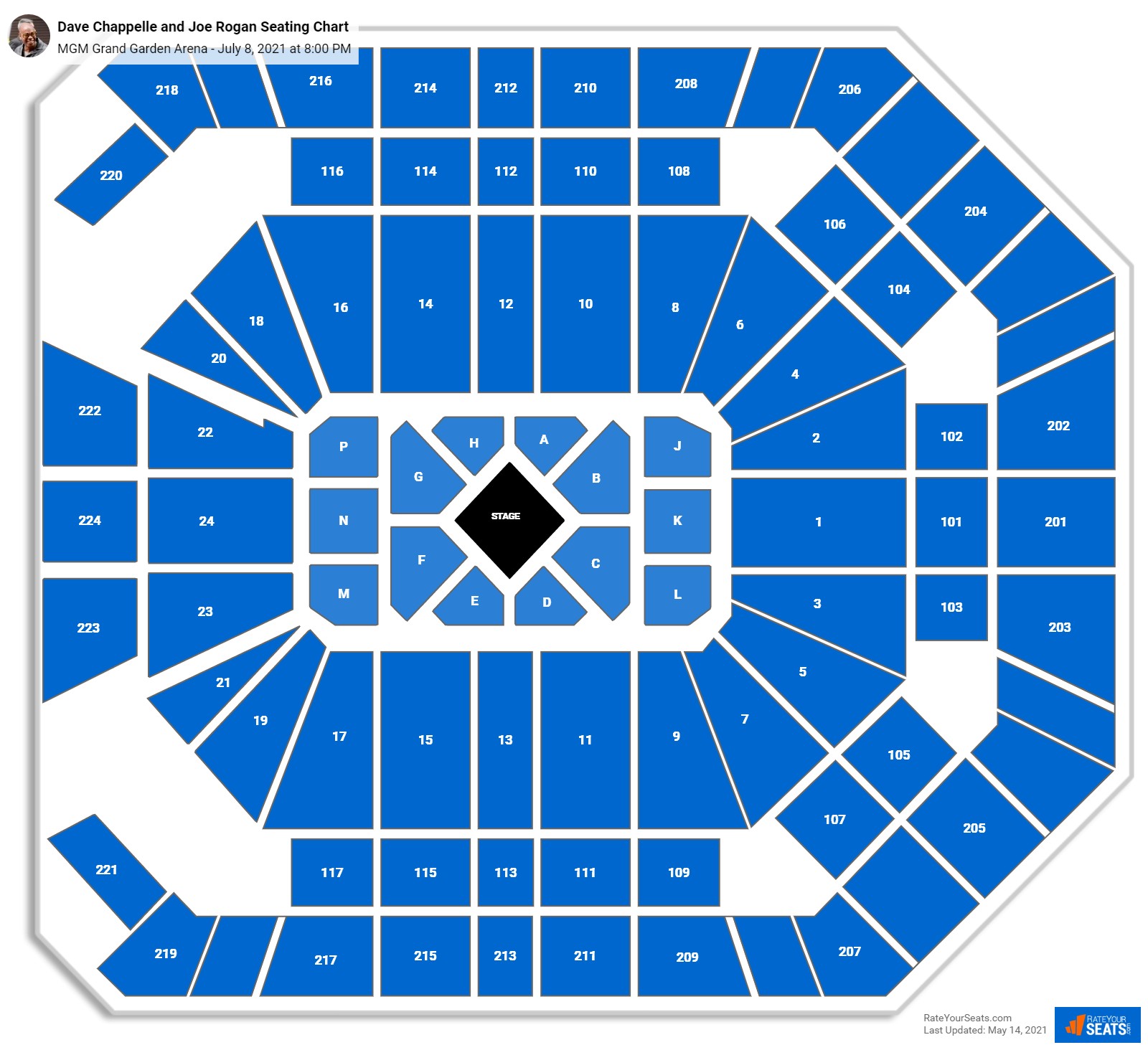 Dave Chappelle and Joe Rogan seating chart MGM Grand Garden Arena