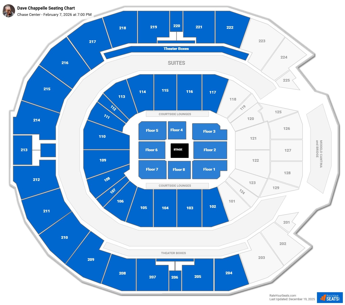 Dave Chappelle seating chart Chase Center