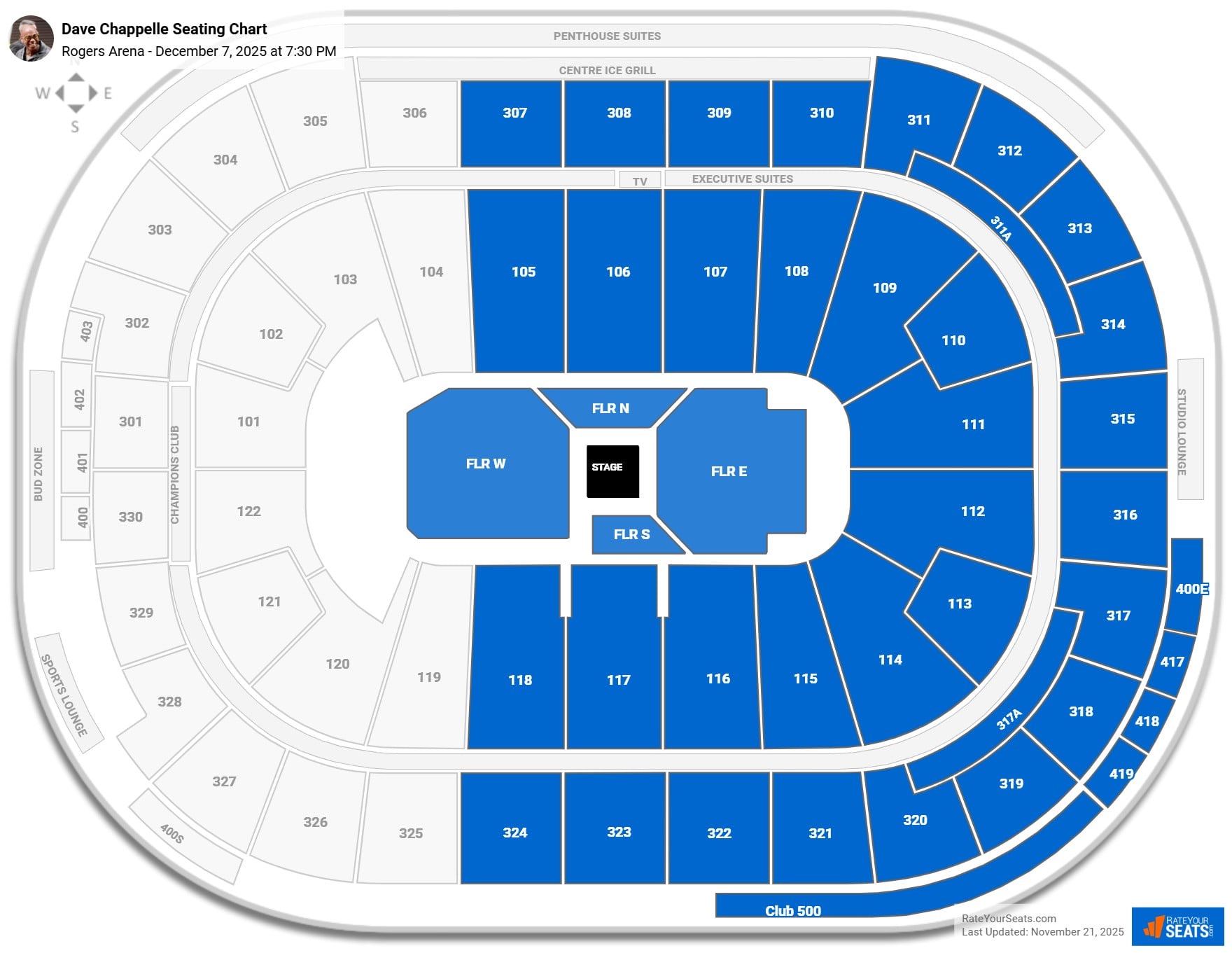 Dave Chappelle seating chart Rogers Arena